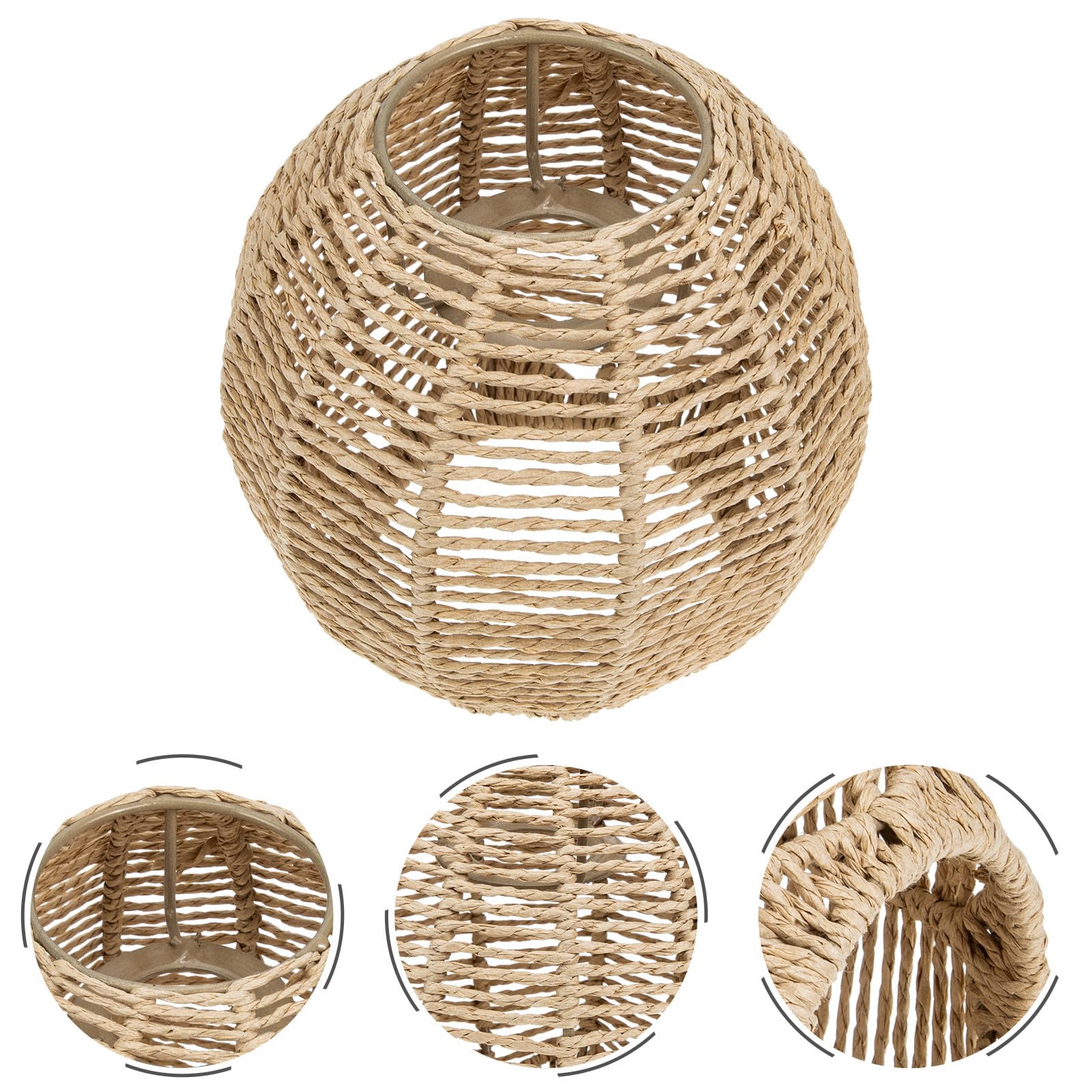 2pezzi Paralume Rattan Intrecciato per Lampada a Sospensione, Coprilampada in Corda Imitazione, Stile Rustico Farmhouse, per Casa e Bar, Attacco E27
