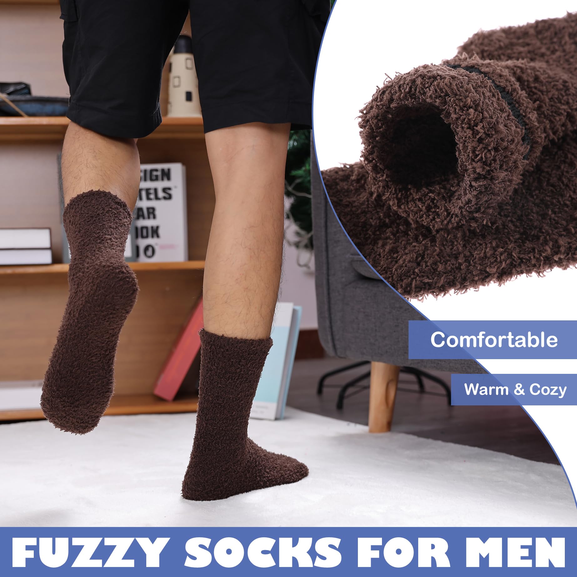LINEMIN Calcetines mullidos para hombre, microfibra, 5/6 pares