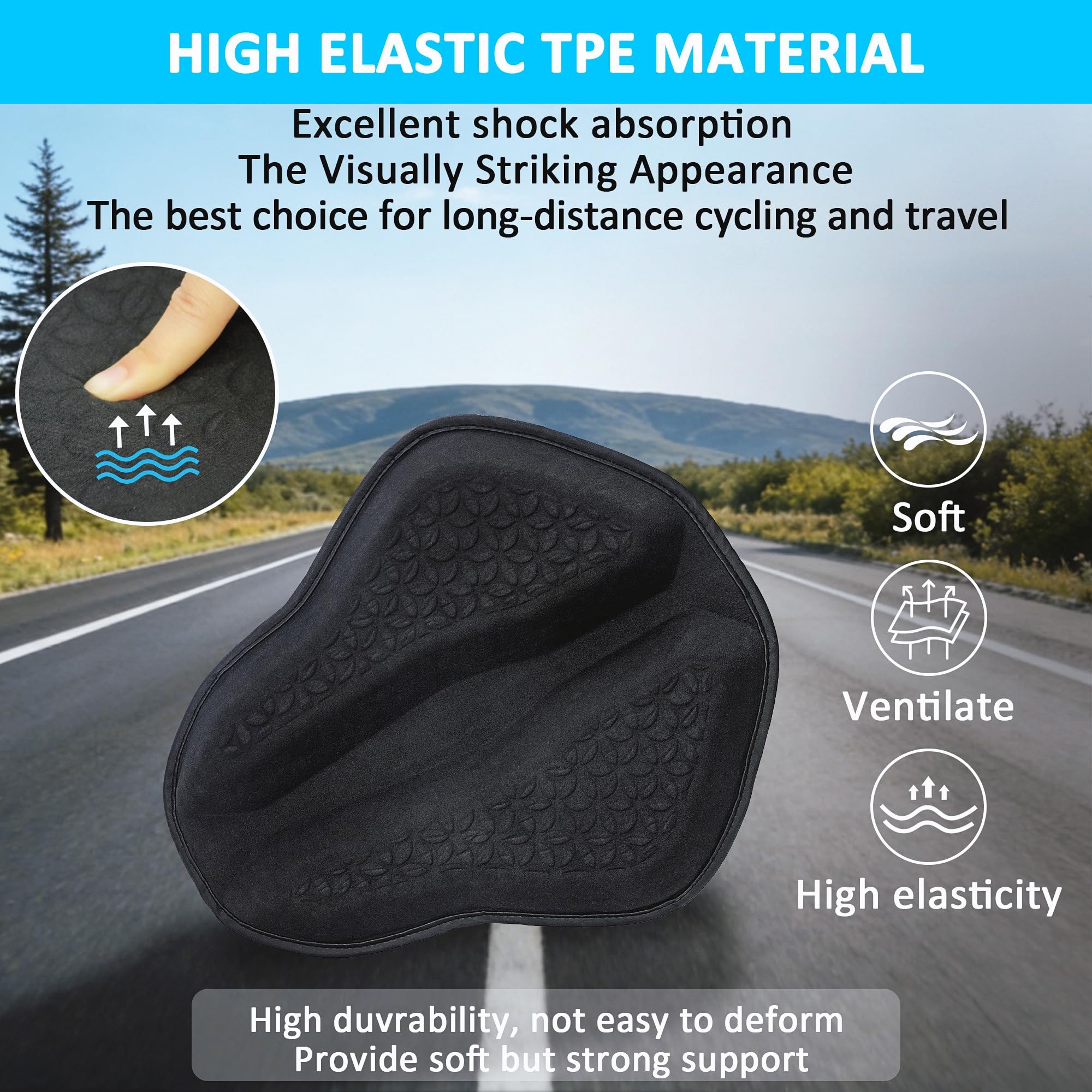 Cojín de asiento para moto, universal, con estructura de panal 3D, transpirable y absorción de impactos, suave, cómodo para viajes largos — view 3