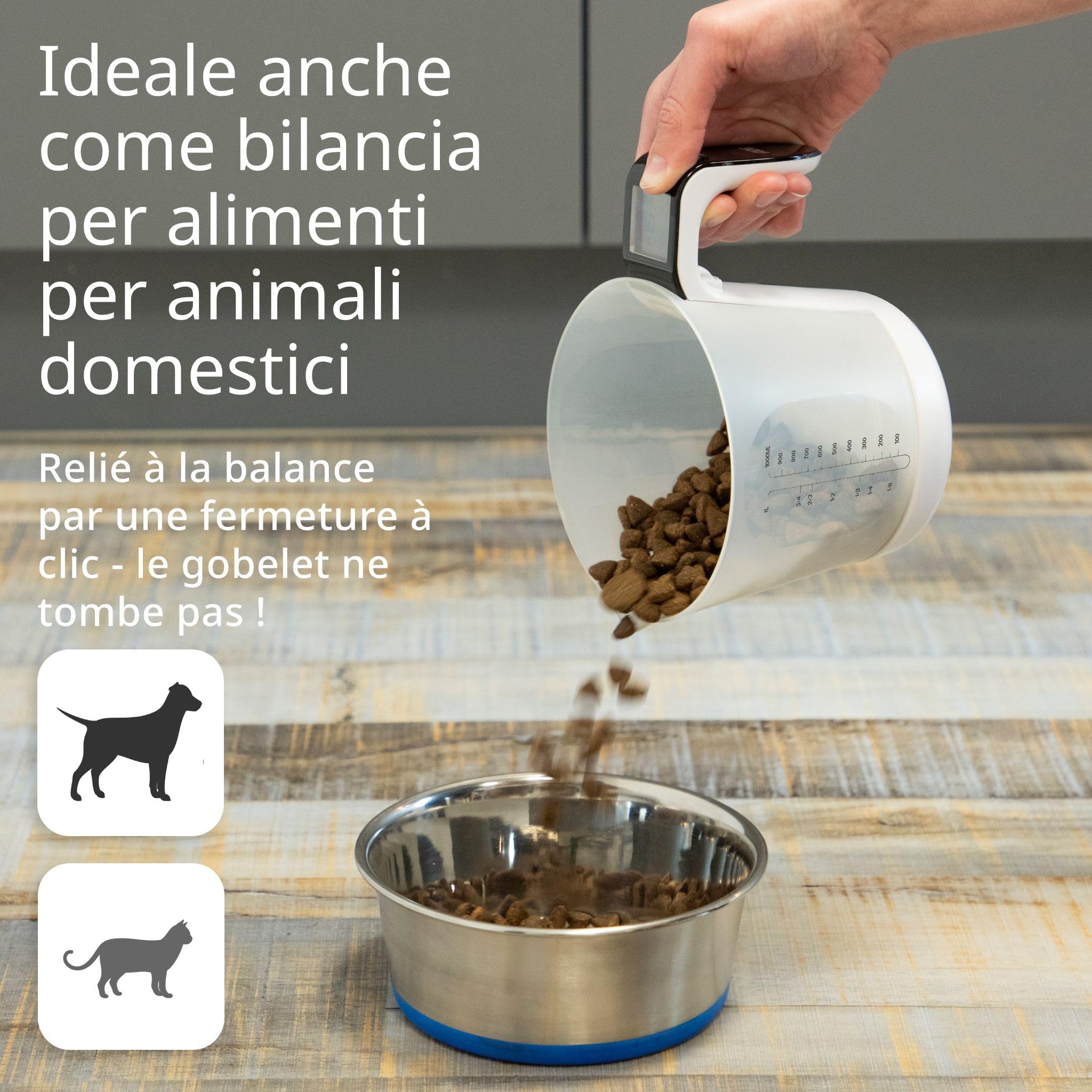 ADE Bilance Graduate Digitali - Misurino con Bilancia | Bilance da Cucina con Misurino per Pesare & Misurare - Misurino Elettronico Bianco/Nero