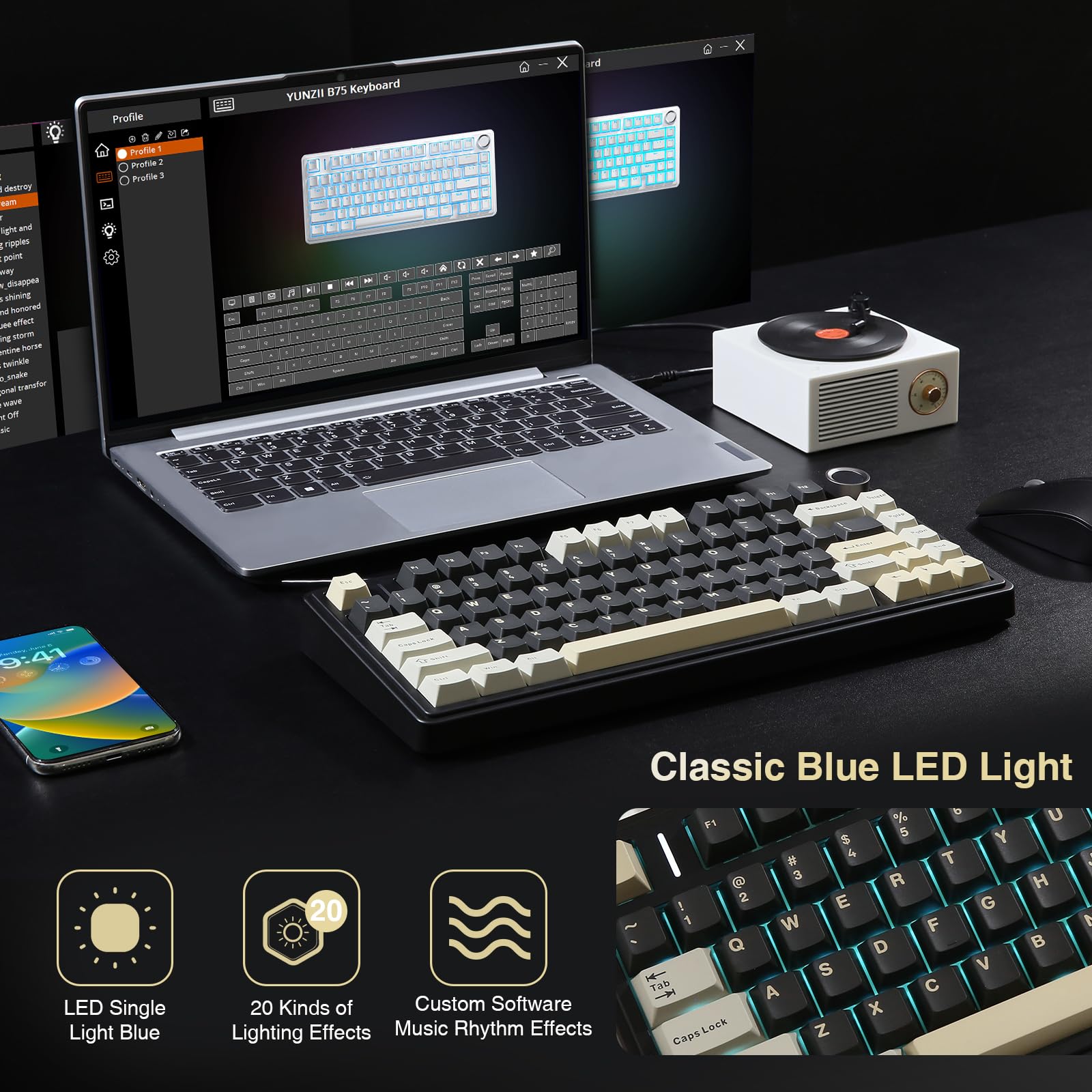 Amazon | YUNZII B75 ガスケット搭載 メカニカルキーボード TKL 75% 5