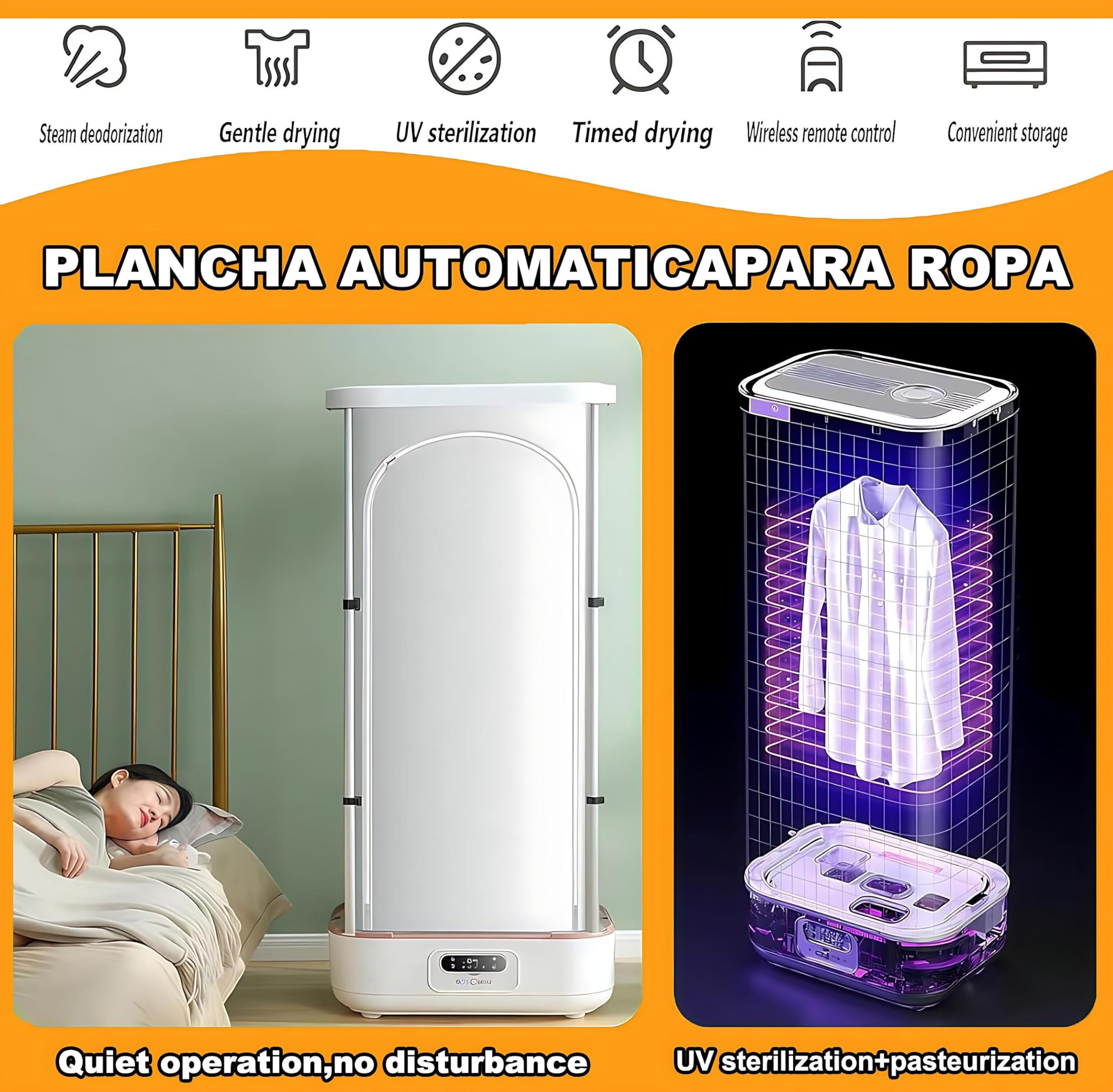 Macchina da Stiro e Piegatrice Automatica a Vapore: Asciugatrice e Vaporiera Portatile con Asta Estensibile Pieghevole (150-60cm), Telecomando - per Casa, Dormitorio e Viaggio