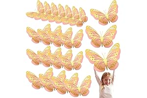 20 Pcs Giant 3D Pink & Gold Butterflies Wall Decoration
