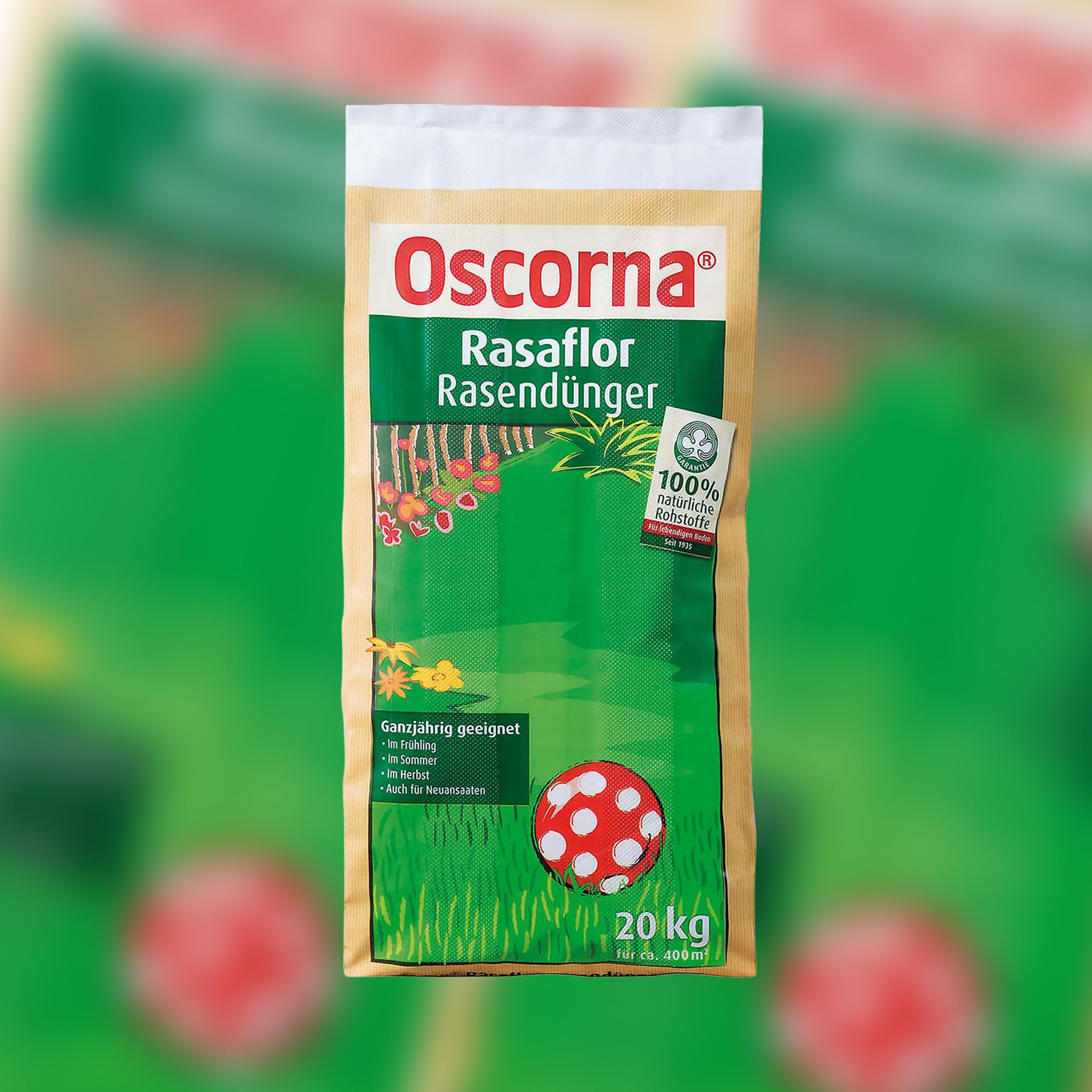 ELITE BBQ kompatibel mit Oscrona Rasaflor Rasendünger 20 kg Sack Organischer NPK Langzeitdünger 8-4-0,5 Mit Dosierhilfe Für gesunden sattgrünen Rasen bis 400 Quadratmeter