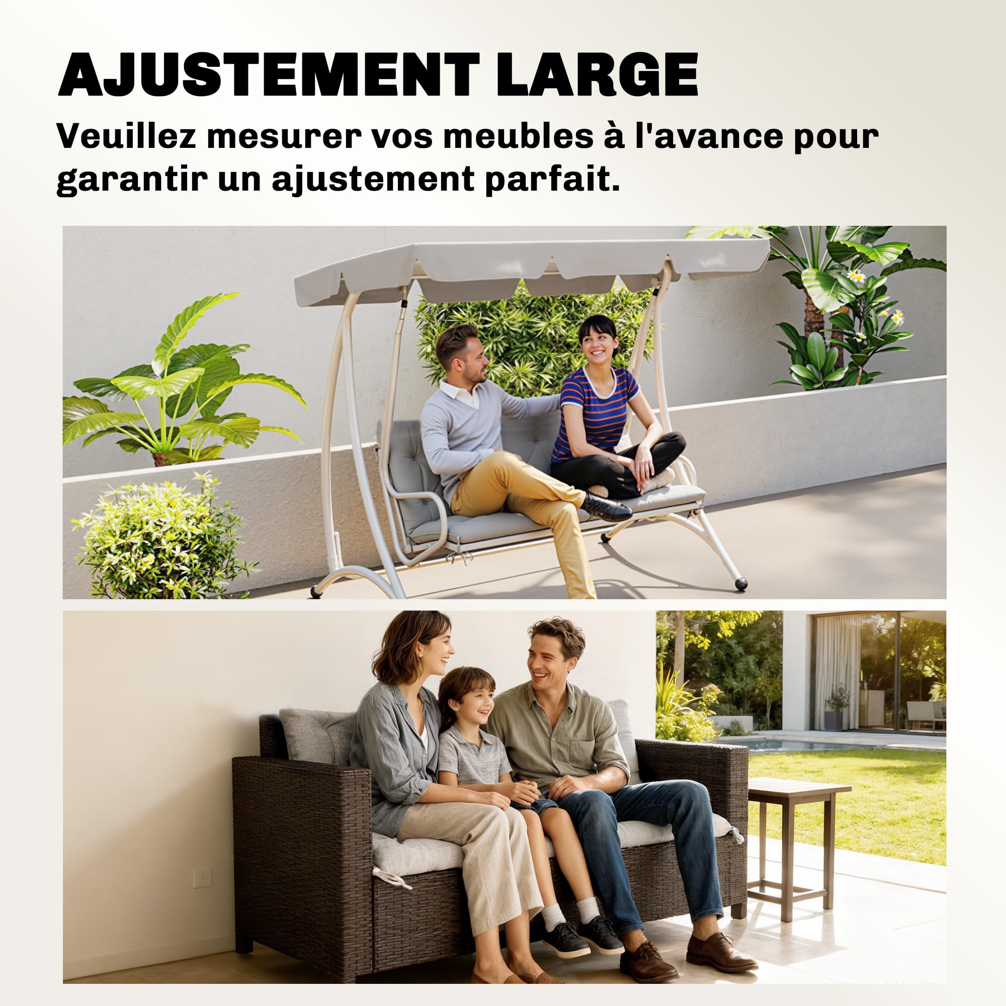 Outsunny Cuscino per panca, materasso seduta, schienale per panca da giardino, cuscino dondolo, divano a 3 posti, grande comfort, 150 x 98 x 8 cm, grigio chiaro