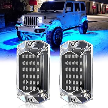 2 Pods RGB Rock Light Replacement Damaged Pods for Full Angle RGB LED Rock Light 12v Underglow Light Multicolor Waterproof Neon for Jeep Truck ATV UTV Golf Cart Off-Road Pickup RZR SXS