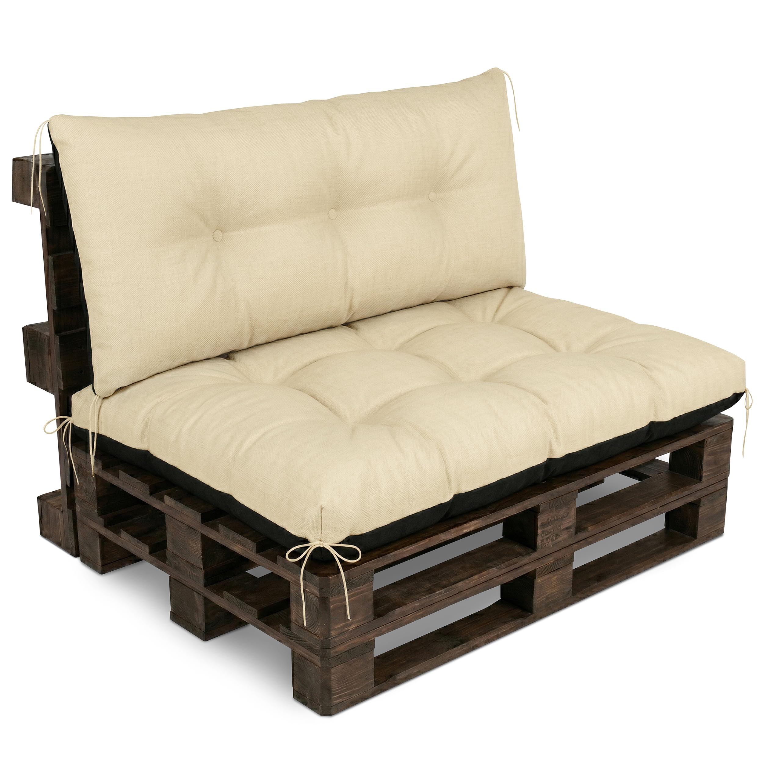 Spatium Coussin Palette Set Jardin Extérieur Imperméable Respirant Matelassé Mobilier Euro Palette Confortable Durable Rechargeable Set 120x80+120x40cm Beige