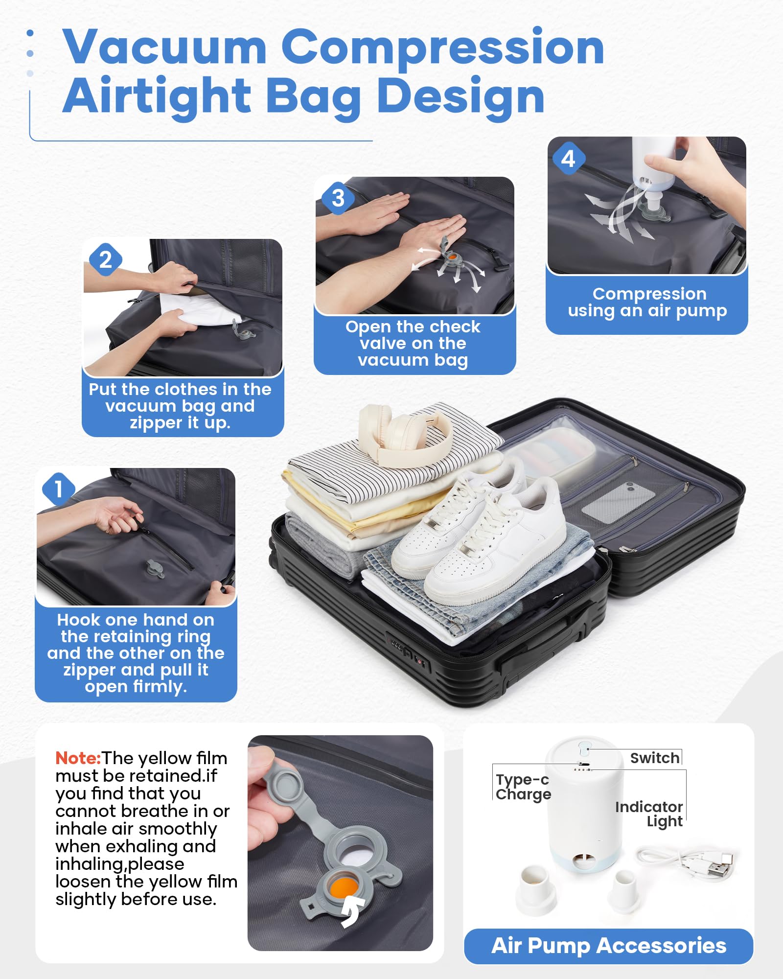 BJLFS Borse da Cabina per Ryanair 40x30x20 Zaino Wizzair Sottovuoto da viaggio 40x20x25 Bagaglio a Mano con compressione sottovuoto,Zaino Easyjet 45x36x20,Zaini Casual per laptop da 14 pollici