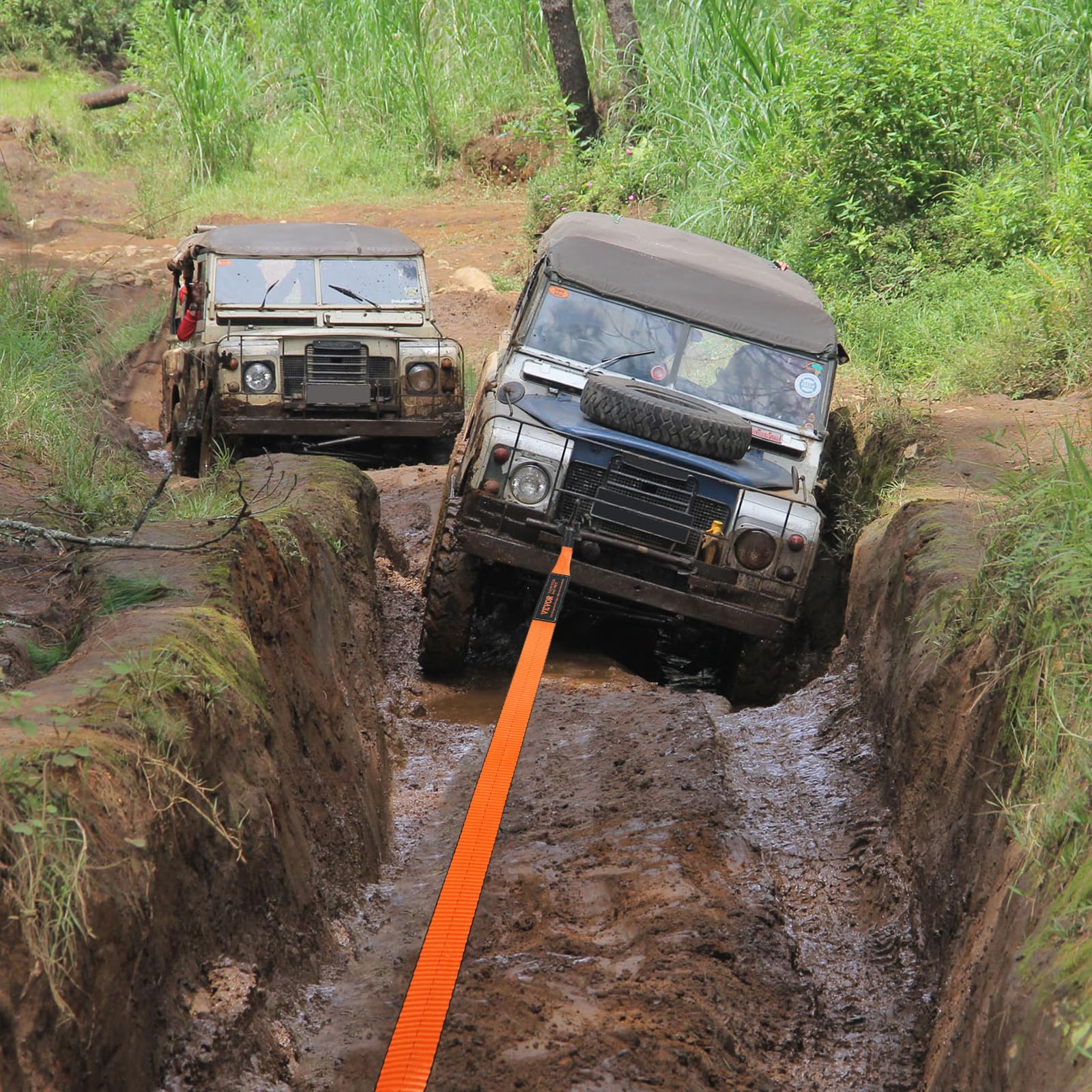 VEVOR Kit di recupero fuoristrada, 3" x 30', cinghie di traino 30.000 libbre, 44.092 libbre, ricevitore grillo, puleggia con blocco di strappo, guanti, borsa di stoccaggio per camion Jeep ATV