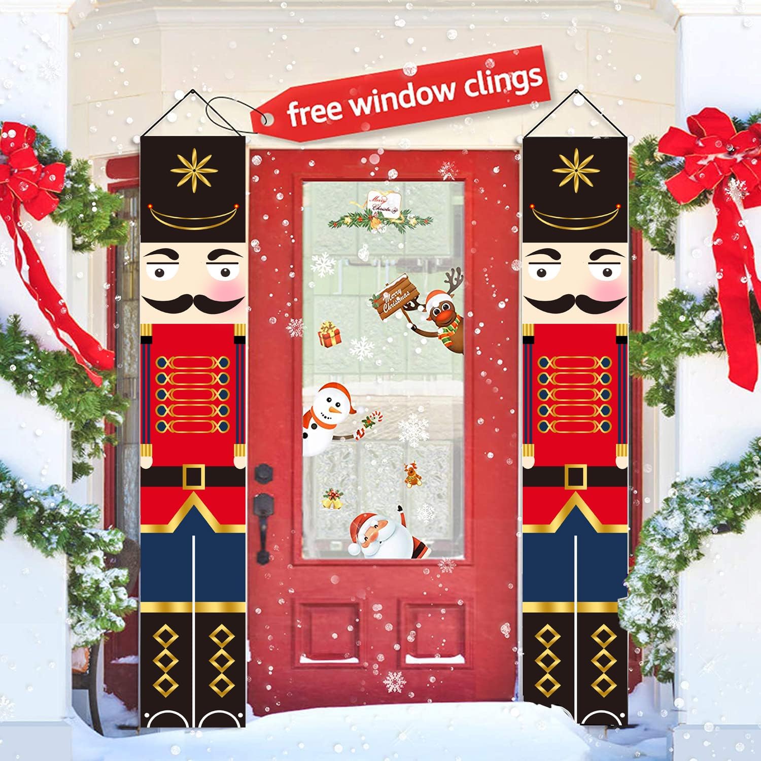 Christmas Banners Outdoor, Christmas Porch Decorations,Christmas Hanging Banner Porch Sign of Merry Christmas, Happy New Year,for Indoor, Outside, Front Door, Living Room,Christmas Party…