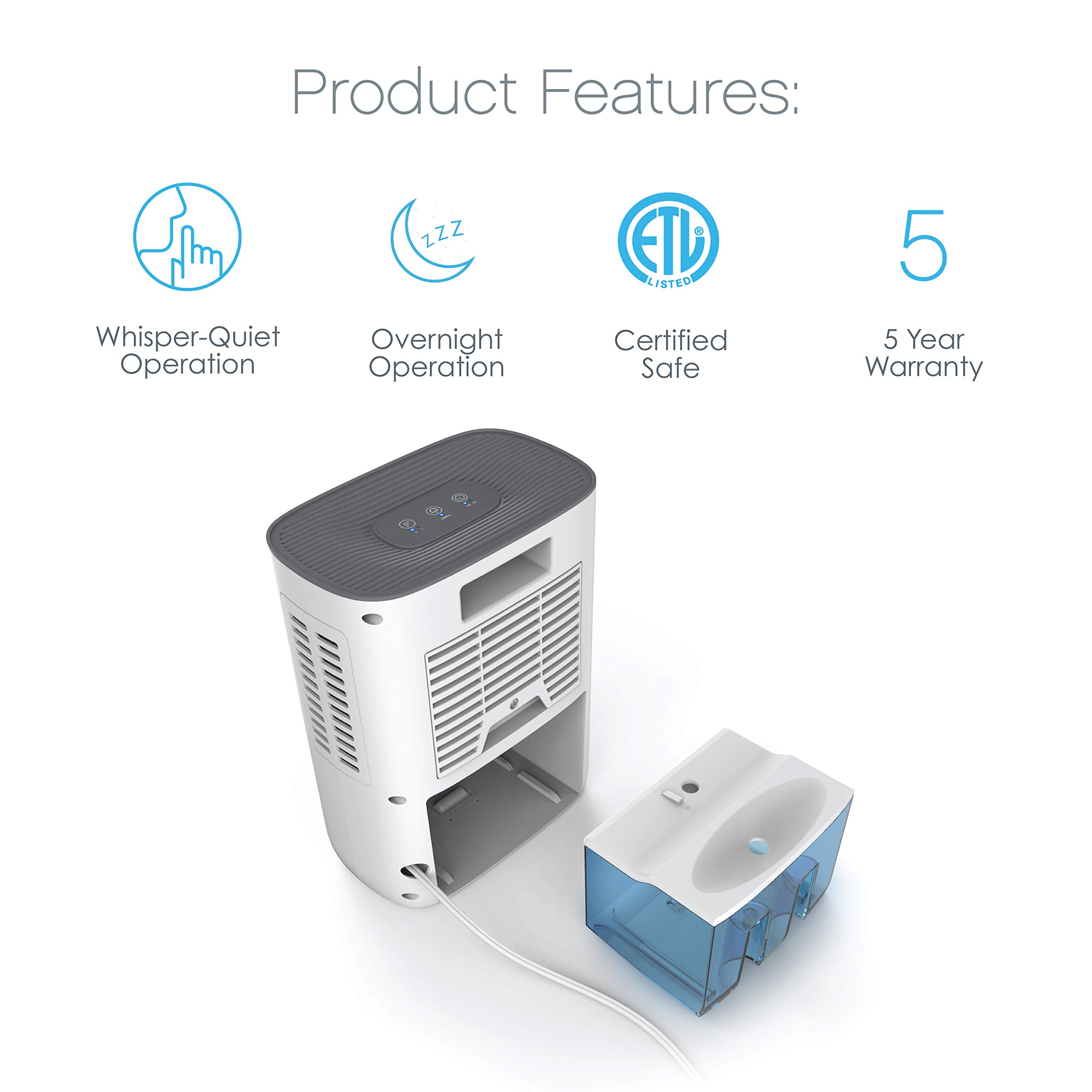 Pure Enrichment PureDry Deluxe Dehumidifier MidSized 1.5L Water Tank