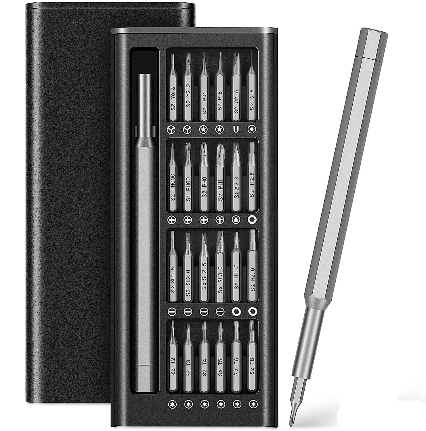 HBSTUDIO Precision Screwdriver Set, 24 in 1 Mini Magnetic Small Screwdriver Set Case for PC, Eyeglasses, Computer, Electronic, Watch Repair Kit