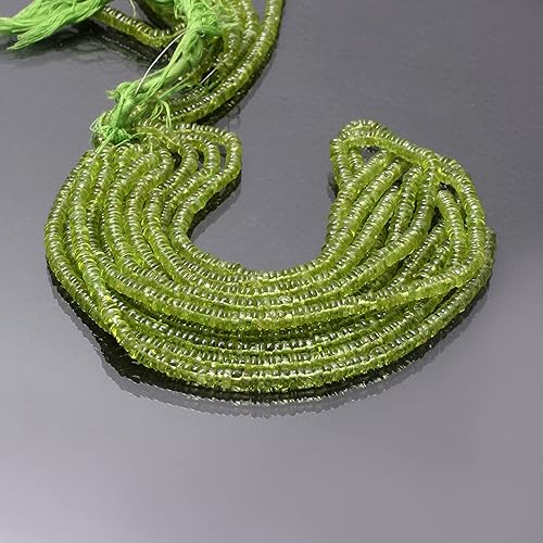 Miniatura 8 de Cuentas Heishi de peridoto natural, cuentas planas redondas de peridoto de 0.197-0.236 in, hilo de peridoto de 16 pulgadas
