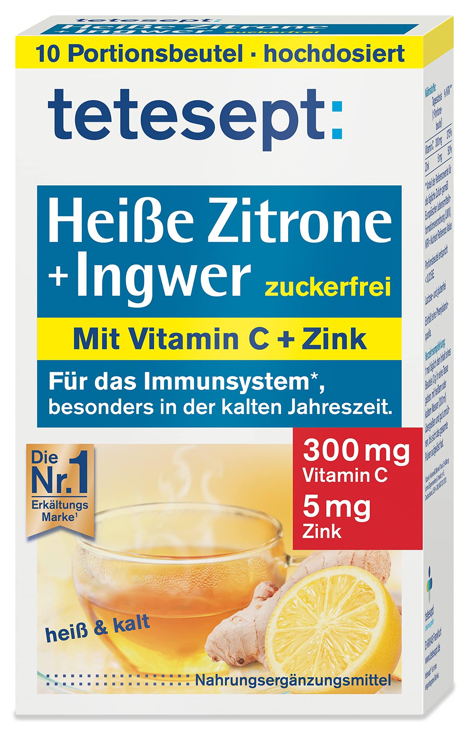 tetesept Immun Aktiv Shot Ingwer Kurkuma + Heiße Zitrone [21 Trinkfläschchen und 10 Beutel Heiße Zitrone] Hochdosiert mit Vitamin C D Zink B12 Zur Unterstützung des Immunsystems