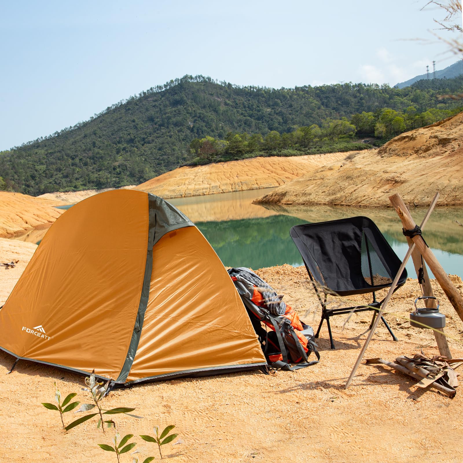 Forceatt Tente De Camping, 1/2 Personne Tente, Tente 1 Place Ultra Légère, Montage Rapide, Résistant à l'eau, Petit Emballage，Double Couche Tente Camping, pour Camping, Voyage à Moto, Trekking