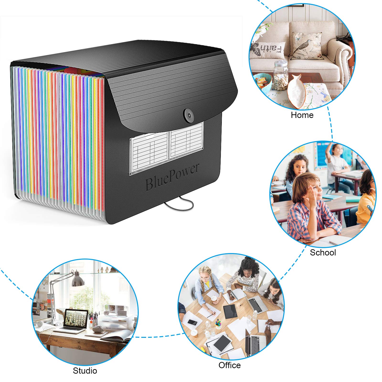 26 Pockets Accordian File Folder Organizer, Expanding Filing Box A4