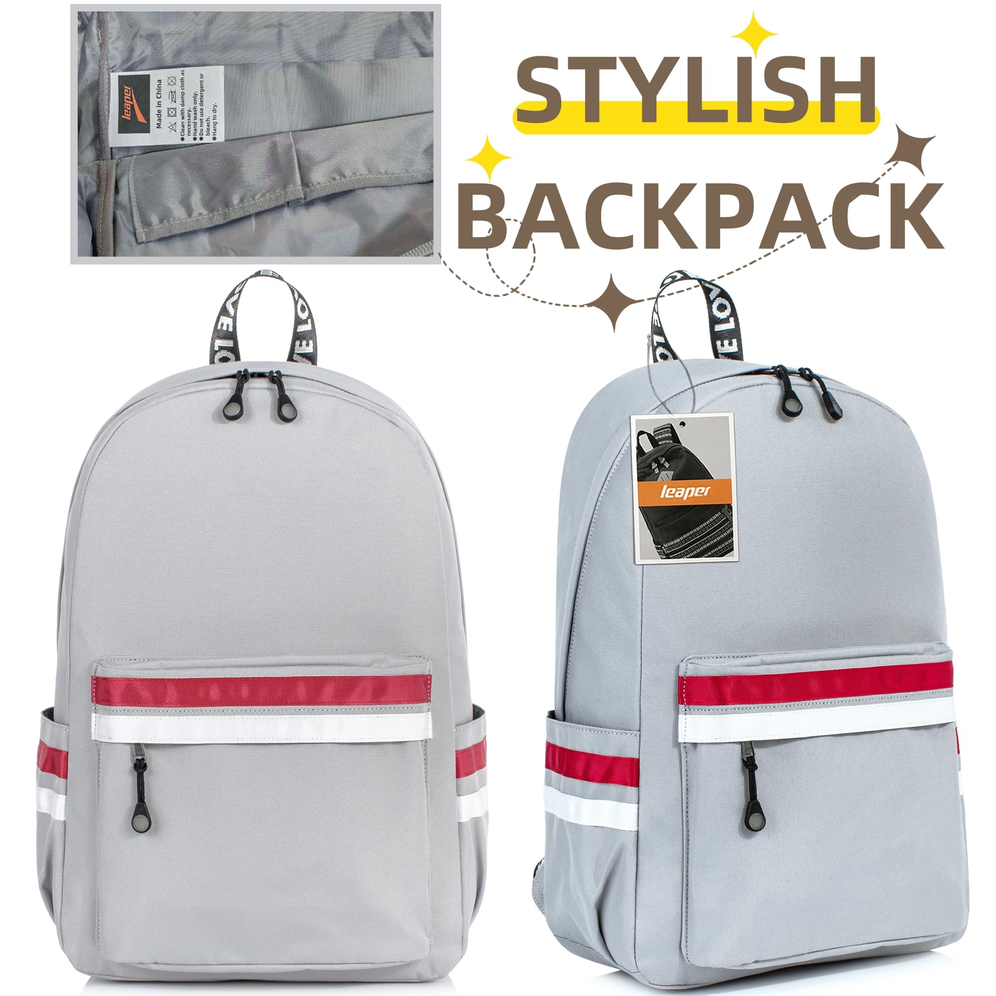 Leaper Laptop Backpack Girls Travel Bag School Backpack Small Backpack Daypack 15.6-Inch Gray