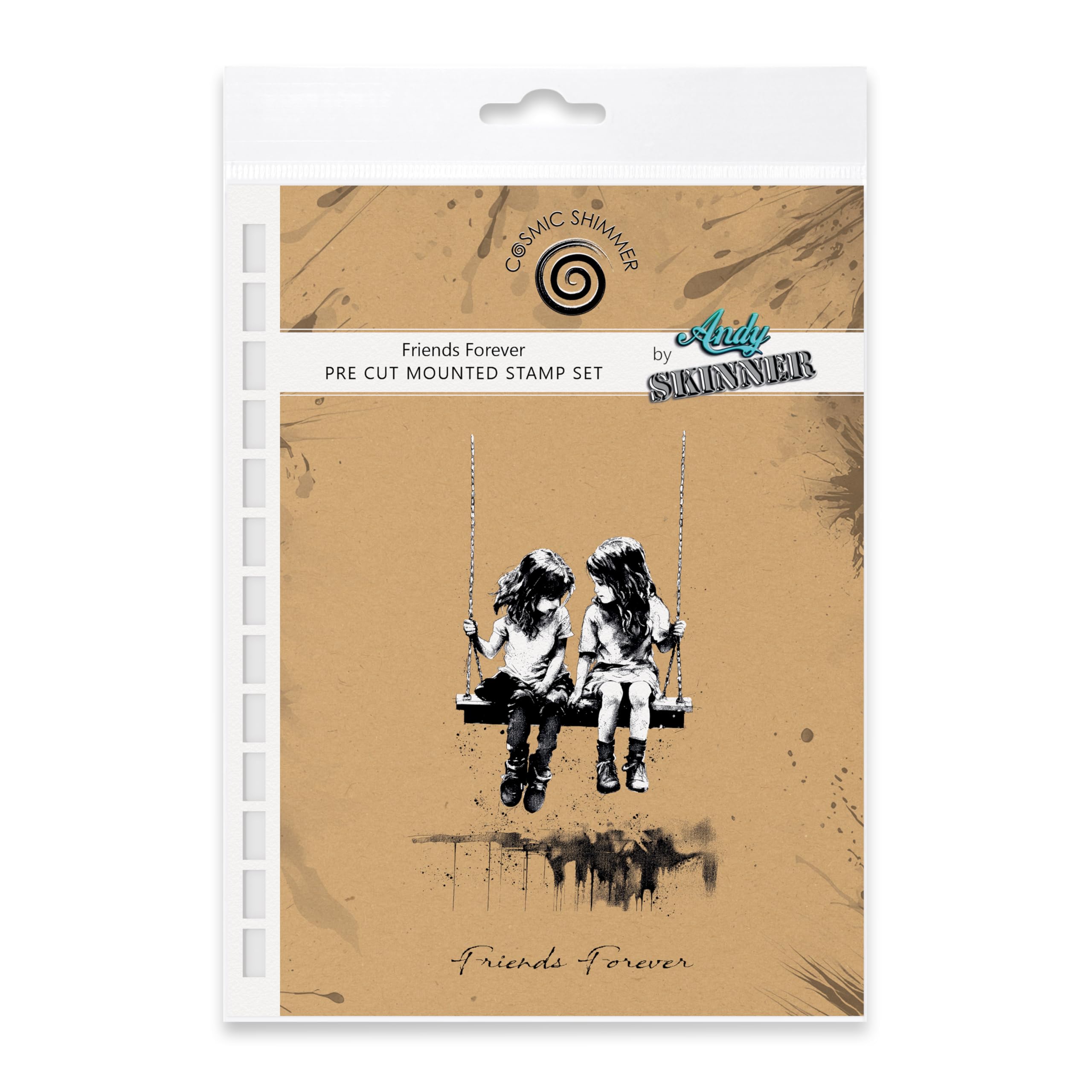 Cosmic Shimmer Friends Forever Pre Cut Mounted Rubber Stamp by Andy Skinner & Katy Sue. Creates Image 114 x 75mms & Quote 8 x 57mms for Stamping in Mixed Media, Art Journaling, Card Making