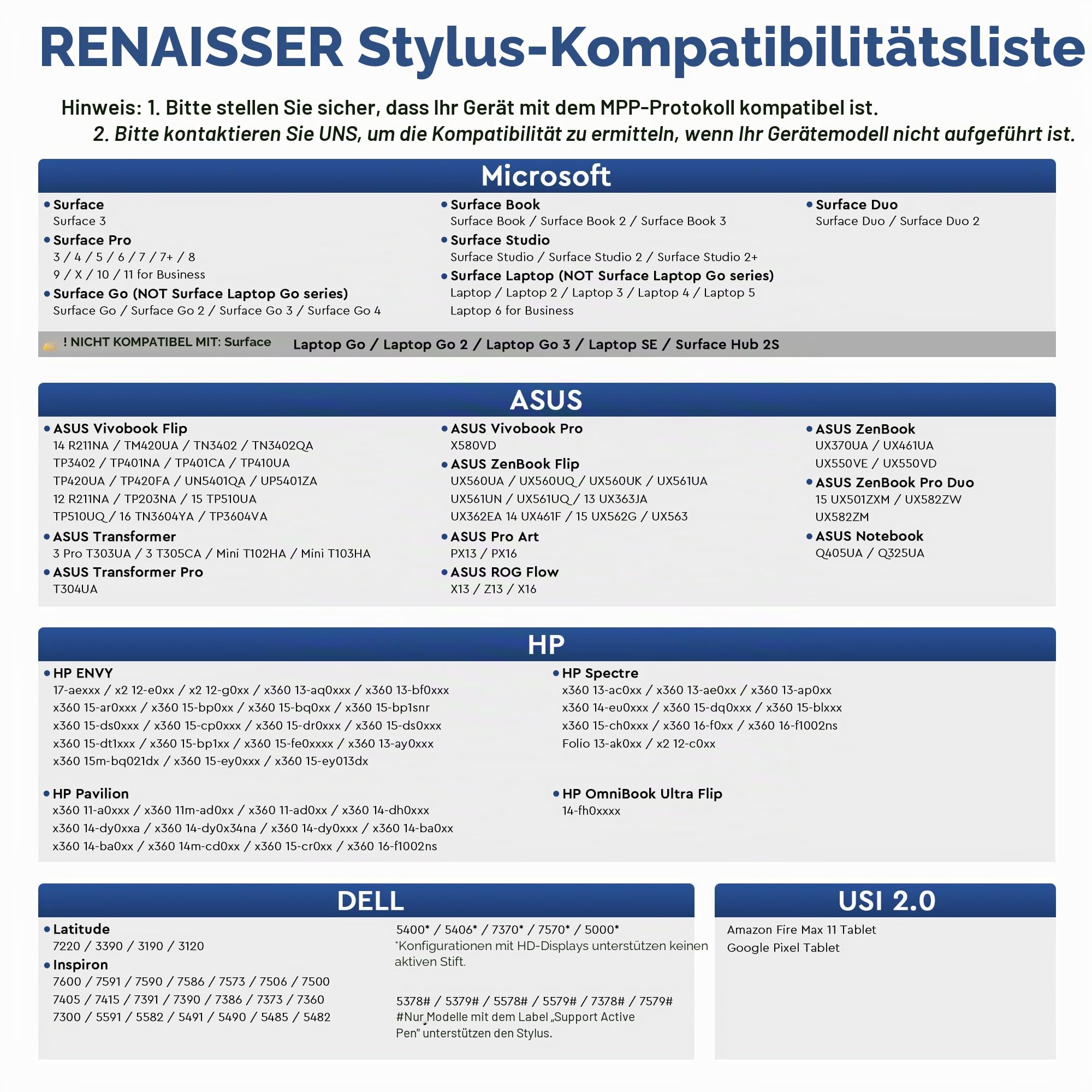 Taiwan RENAISSER Surface Pen, Raphael N520C, Entworfen in Houston, 4096 Druck- und Neigungsempfindlichkeit (MPP2.0), Stift kompatibel mit Surface Pro/Book/Studio/Go, superleicht, Nicht-magnetisch | MPP 2.0 Stylus, 4096 Druck, Neigungsempfindlichkeit, ultr