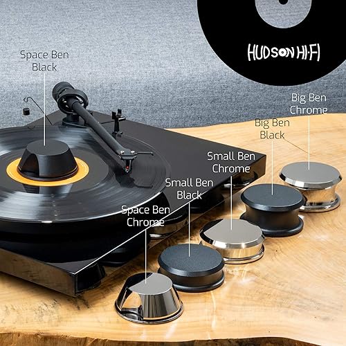 Miniatura 7 de Hudson Hi-Fi SmallBen - Estabilizador de peso con almohadilla protectora de cuero, peso de vinilo de 9 onzas, estabilizador LP duradero y elegante,