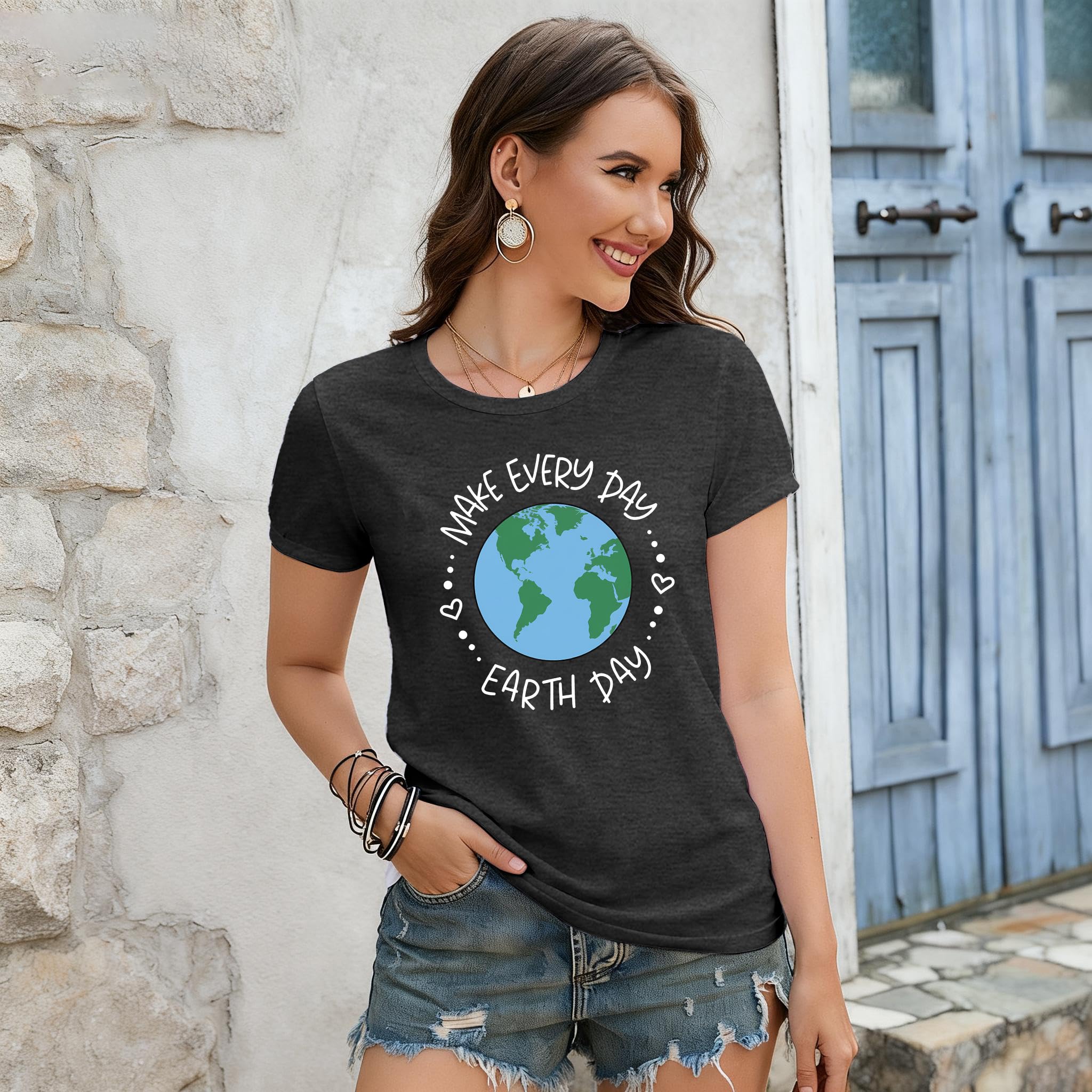 Womens Make Every Day Earth Day T Shirt Earth Day Graphic Tee Save The Planet Environmental Shirt - 5