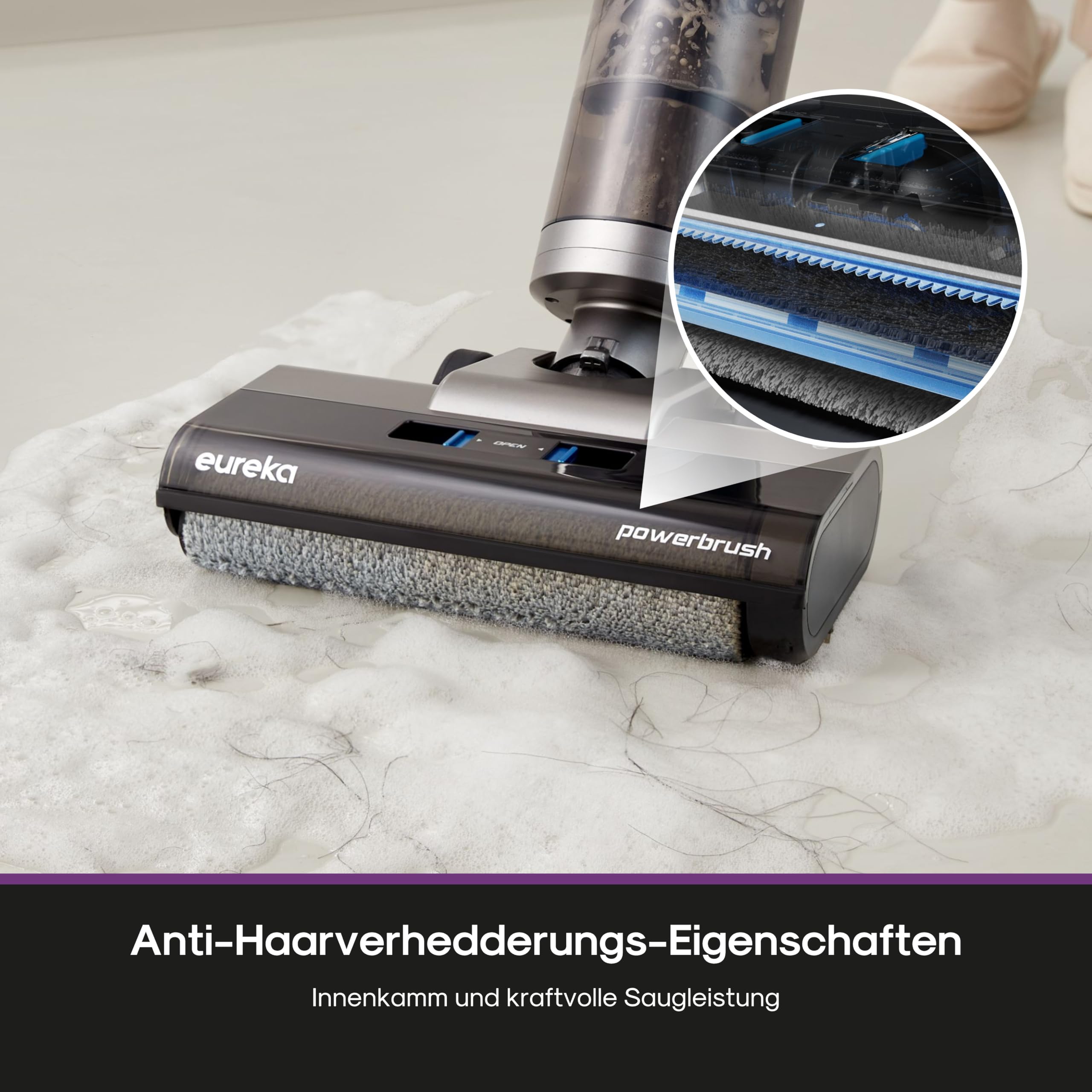 Eureka Rapidwash NEW430 Kabelloser Nass Trockensauger Polsterreiniger, mit Wischfunktion für mehrere Oberflächen, Tierhaare,LED-Display,Selbstreinigungs- und Trockenfunktion, Sprachnavigation