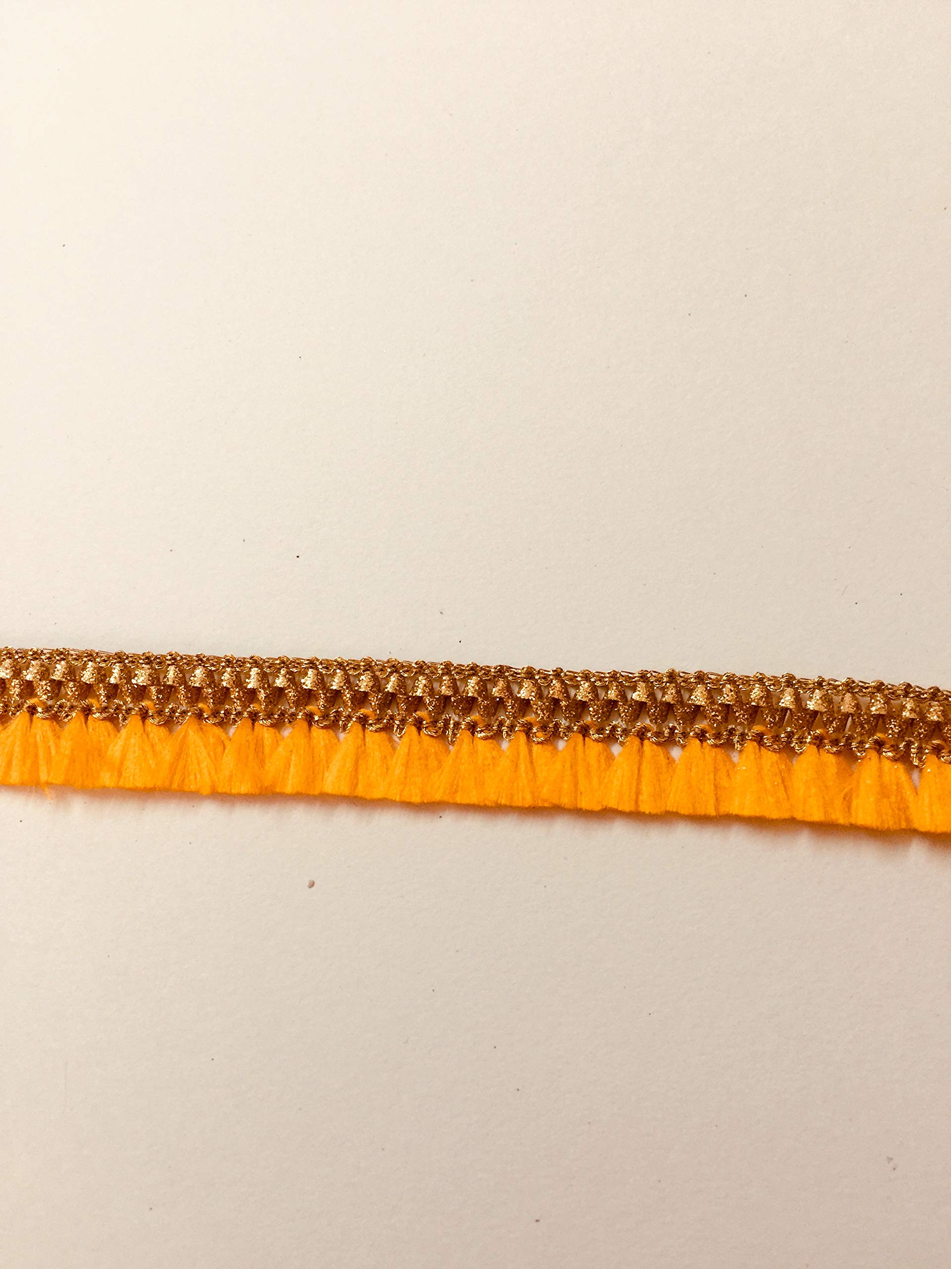 Eerafashionicing Yellow, Orange and Golden lace Work Best for duptta Sarees Kurtis (2 cm x 9 m)