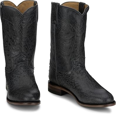 Justin Stinson 10 Smooth Ostrich Roper Men's Western Boots, Premium Exotic Leather, Durable Construction, Stylish Design