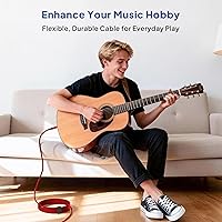 Vista 2 de Elebase Cable de Instrumento TRS de 1/4 Pulgada 20 Pies Paquete de 2, Cable de Audio Estéreo de Conexión de 6.35mm Macho Recto, Línea Equilibrada