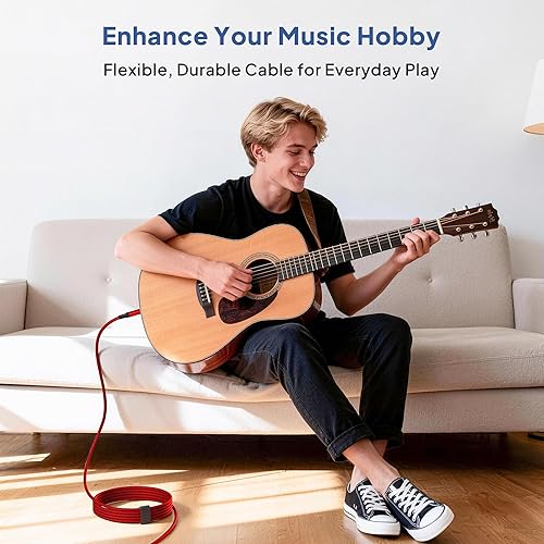 Miniatura 2 de Elebase - Cable macho recto de interconexión TRS de 14 de pulgada, de 0.25 pulgadas, guitarra eléctrica, bajo, teclado, mezclador, amplificador,