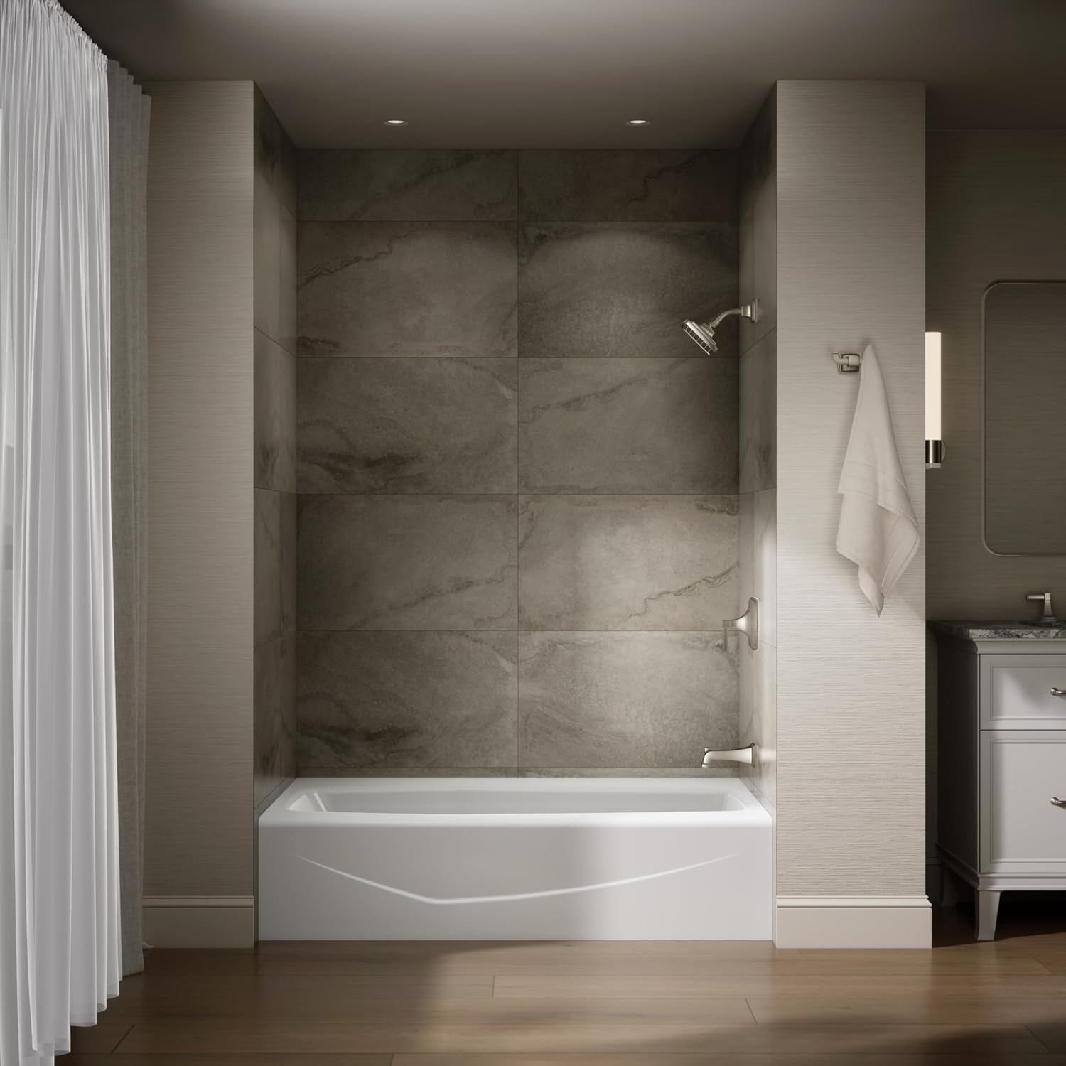 KOHLER K-714-0 Villager Bath with 4-Inch Ledge and Right-Hand Drain, White