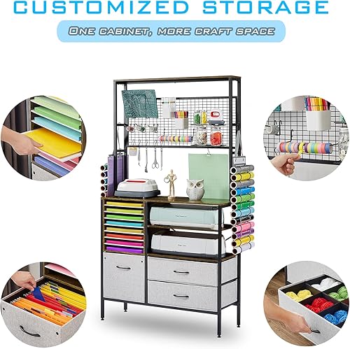 Miniatura 4 de LOPASA Armario de organización y almacenamiento compatible con máquinas Cricut, muebles de sala de manualidades, organizadores y escritorio de