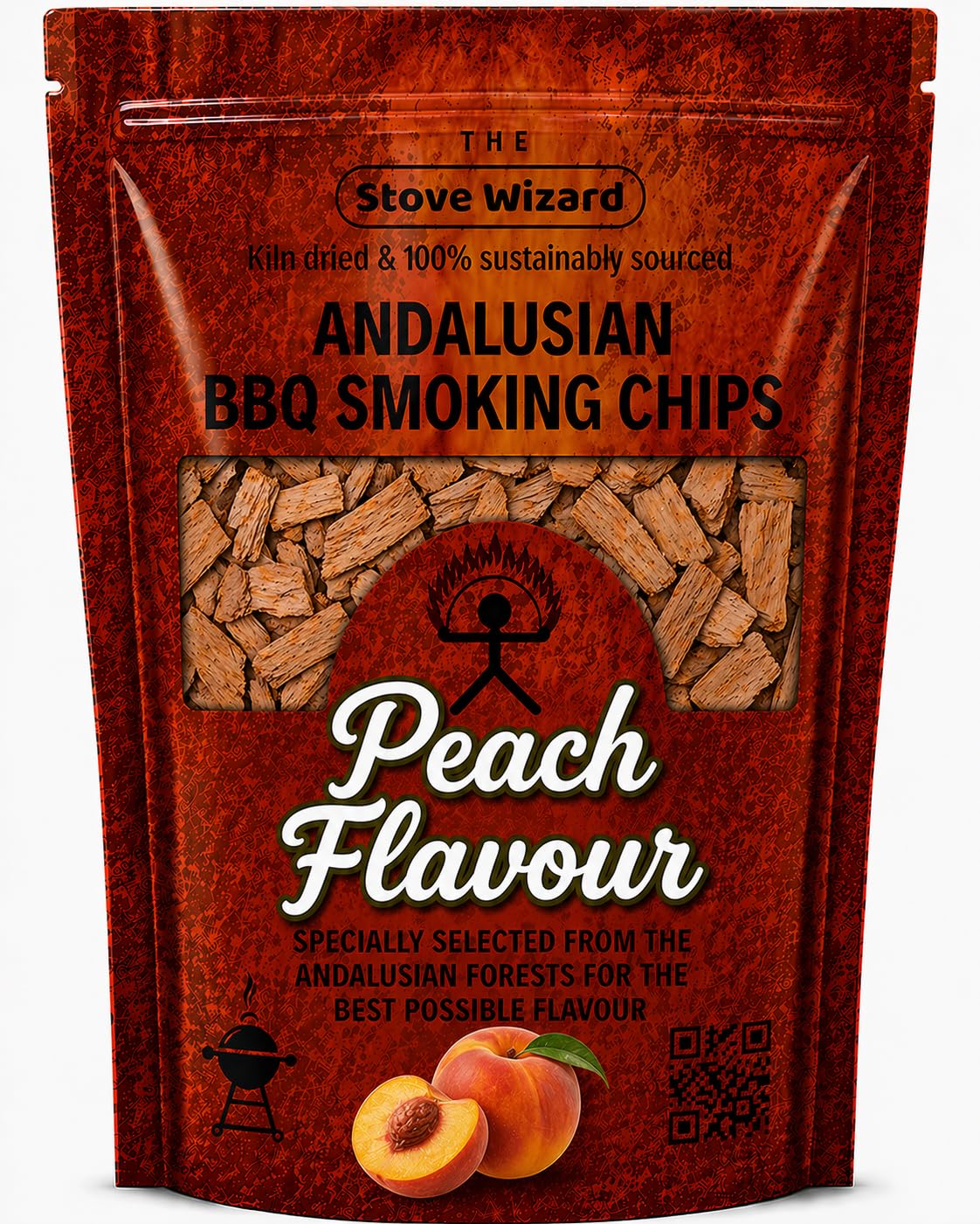 Peach Wood BBQ Smoker Smoking Chips 850g 3.4 Litre Andalusian Artisan Premium Quality Natural Eco Friendly Wood Chips for Gas Charcoal Grill Outdoor Cooking Fuel for Authentic BBQ Flavour