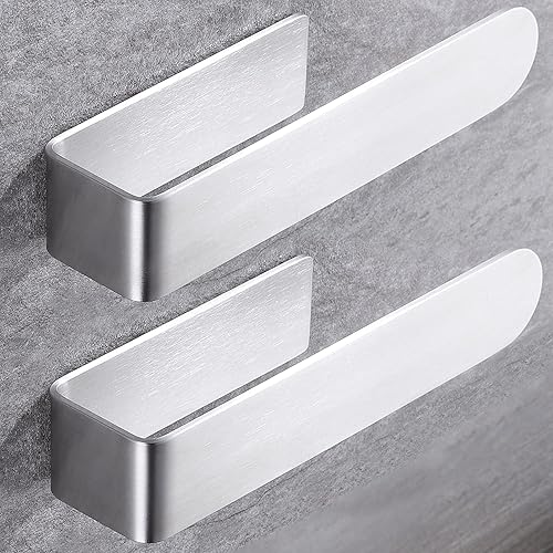 Taozun Toallero de manotoallero  Toallero autoadhesivo de acero inoxidable para baño y cocina, 2 paquetes