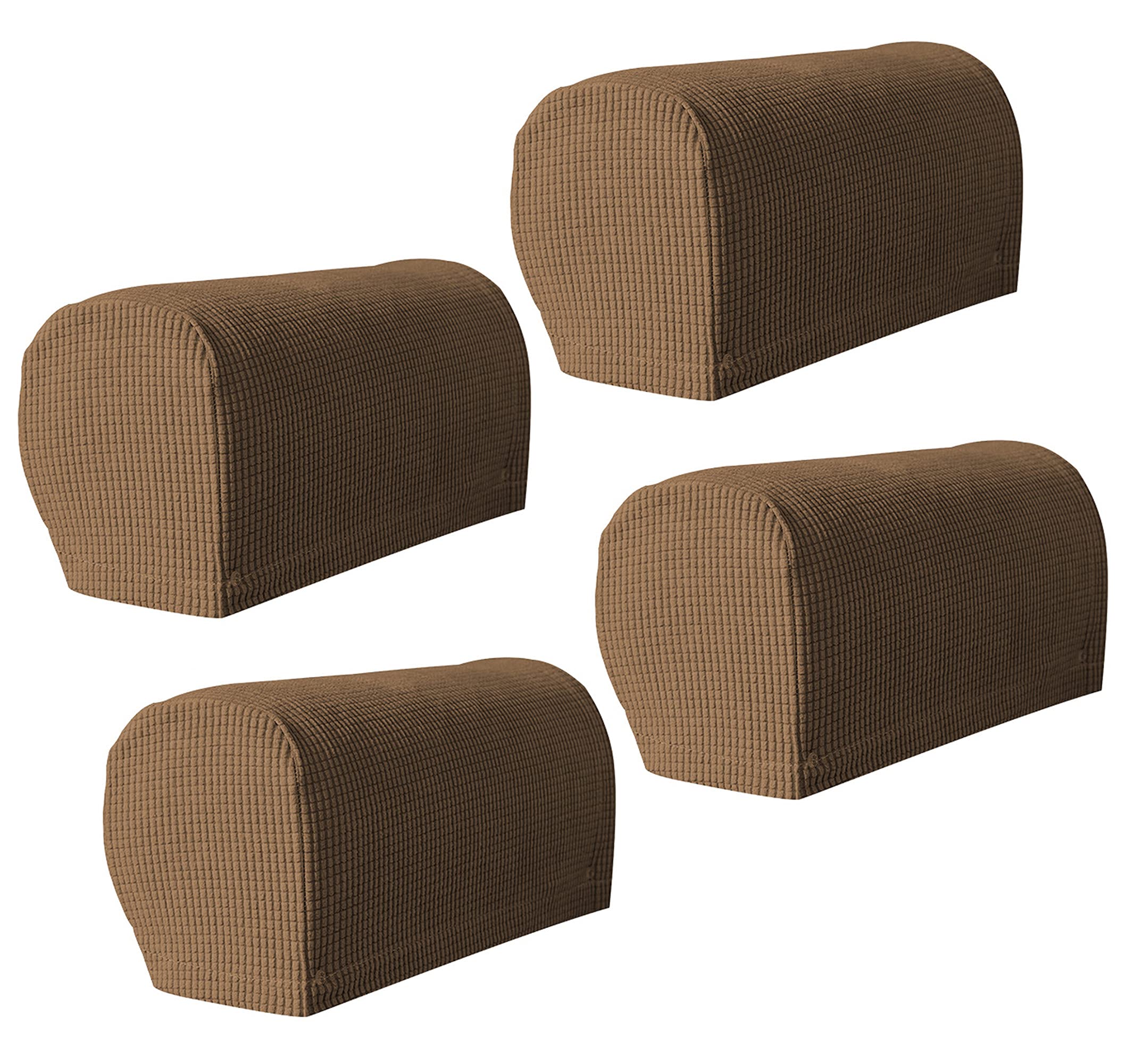 Hruile Armrest Stretch Chair Covers, Anti-Slip Armchair Couch Arm Rest Covers Sofa Armrest Cover Spandex Polyester Sofa Arm Caps Slipcovers Protector,Set of 4,Brown
