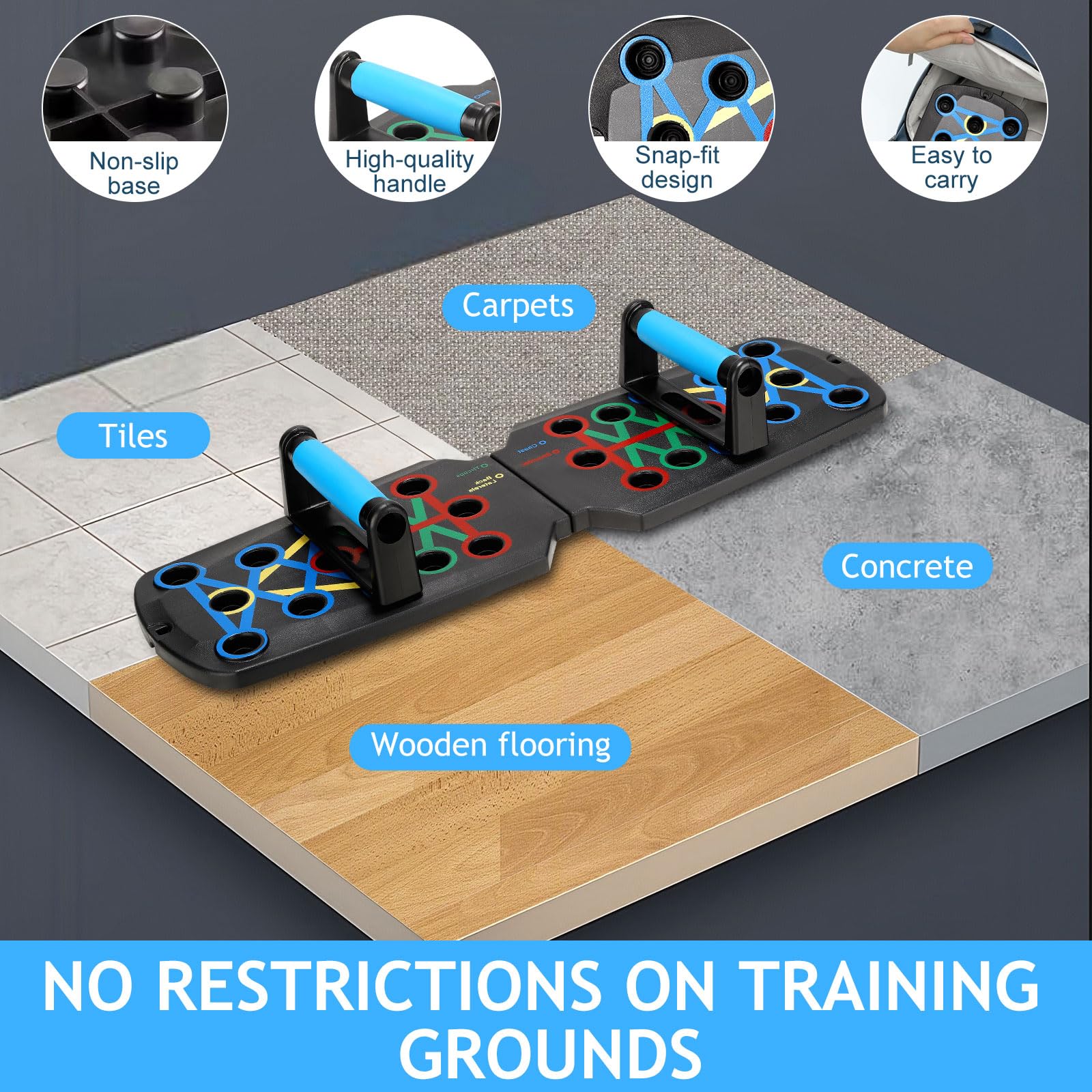 Elite Rack Fitness Board per flessioni, push-up e pieghevole, con maniglie multifunzione