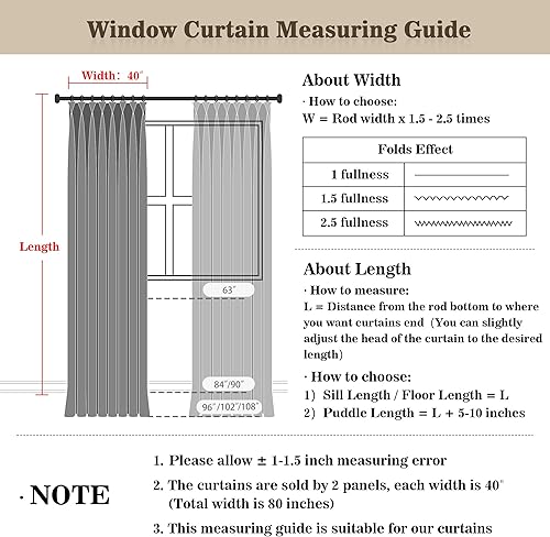 Miniatura 8 de MYSKY HOME Cortinas opacas blancas de 84 pulgadas de largo, cortinas plisadas para sala de estar y dormitorio, 100% oscurecimiento de la habitación,