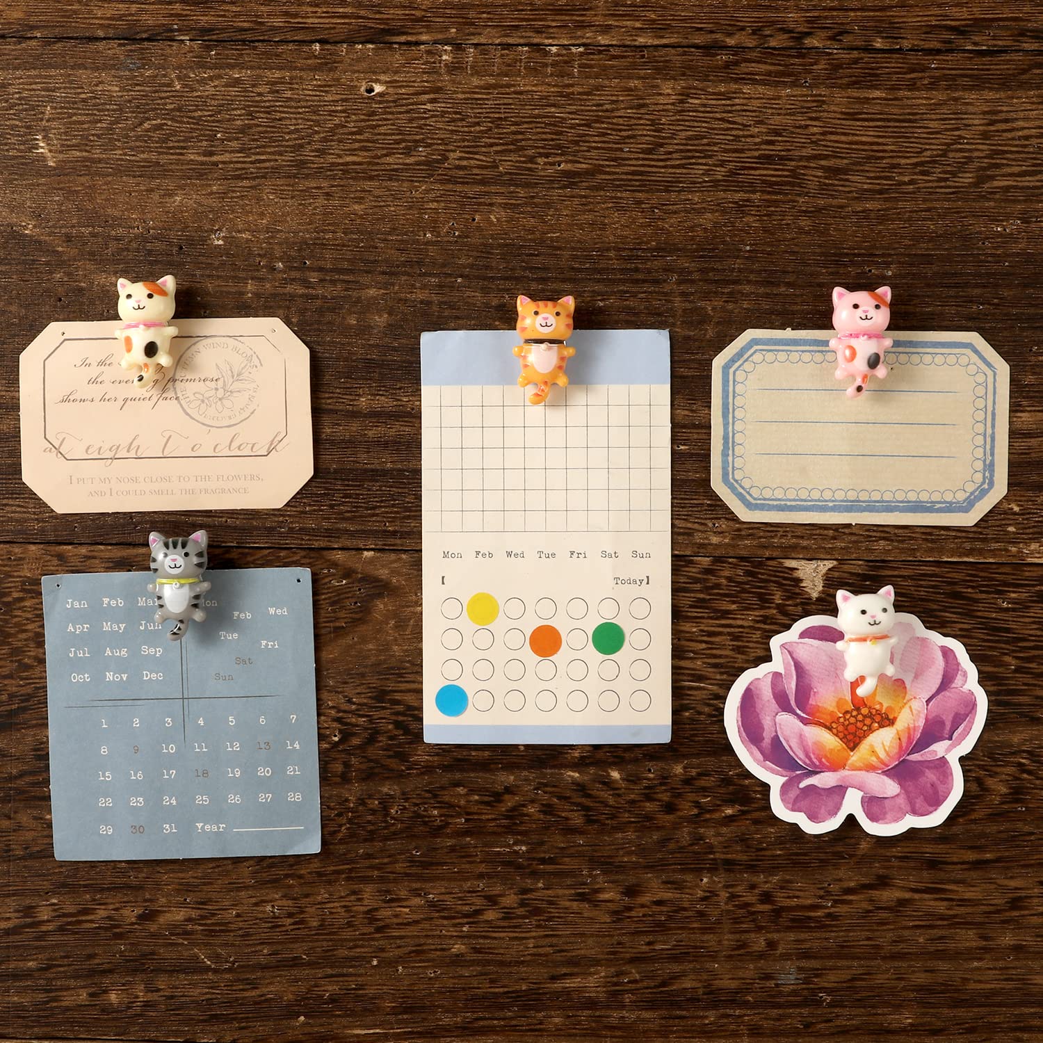 50 Punaises Mignonnes Chat – Lot 5 Couleurs (Blanc, Beige, Rose, Jaune, Gris) – Épingles Décoratives Résine Pour Tableau Liège Bureau École