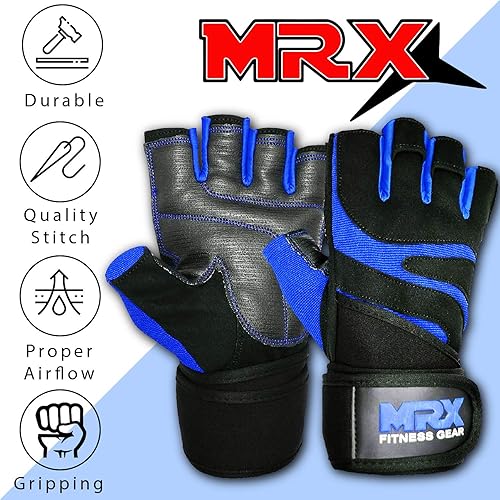 Miniatura 3 de MRX - Guantes de levantamiento de pesas para hombres, guantes de entrenamiento para hombre, guantes de levantamiento de muñeca, guantes de gimnasio