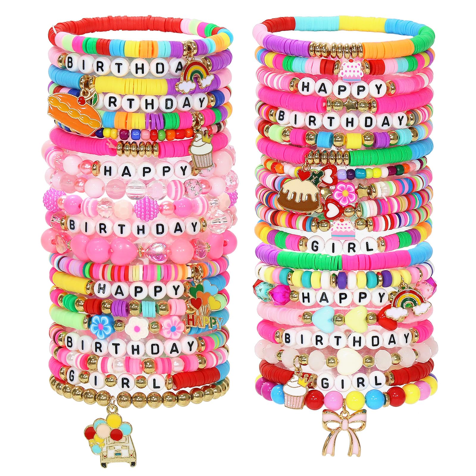 Shcsdr 40 Pcs Bracelets for Women Stretch Stackable Elastic Layering Friendship Bracelet, Boho Summer Beach Jewelry Party Favors Gift Party Supplies