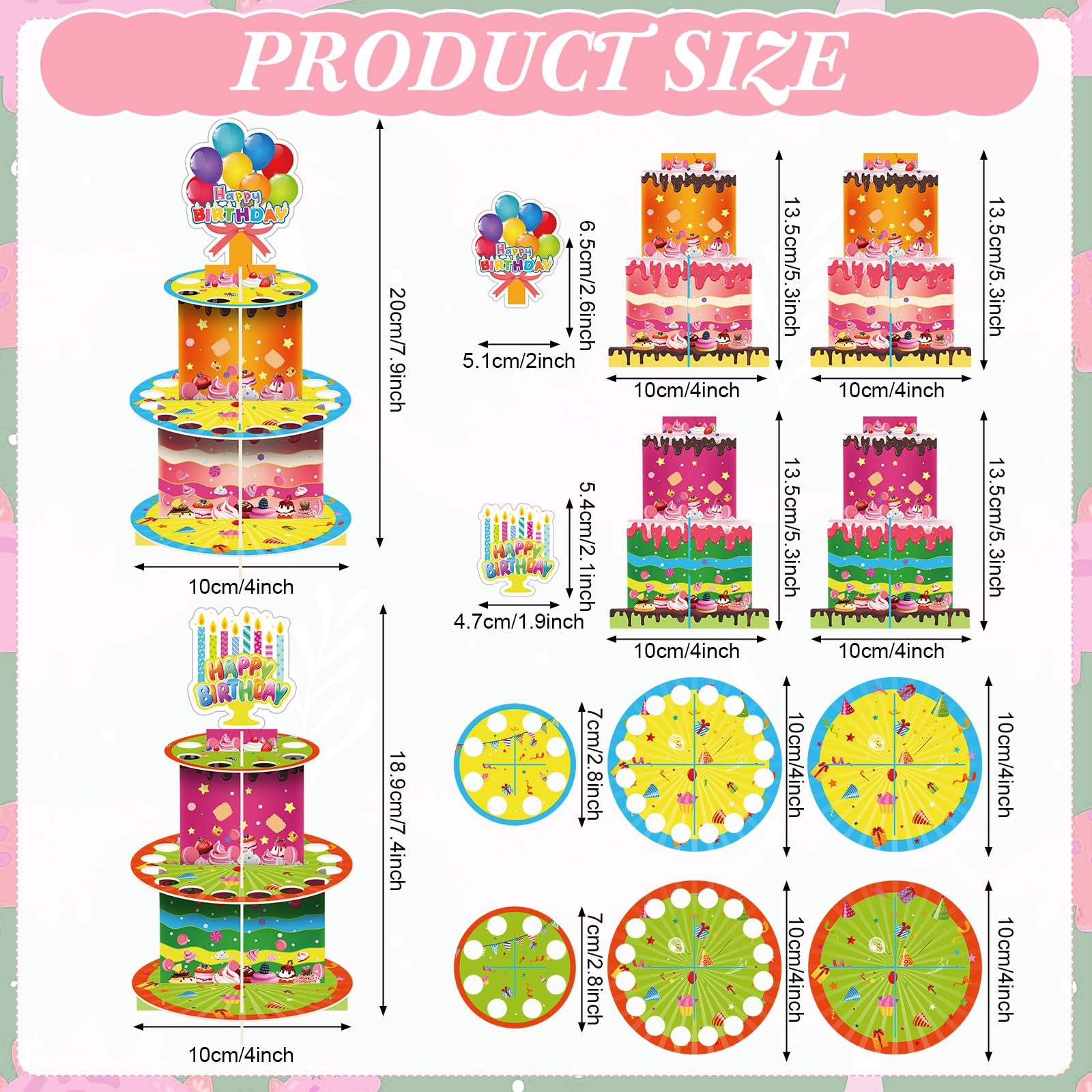 2 piezas de soporte de dinero de cumpleaños para regalo, colorido feliz cumpleaños, soporte de efectivo de doble capa con 24 agujeros, soporte para dinero en efectivo, ideas de regalo para 2