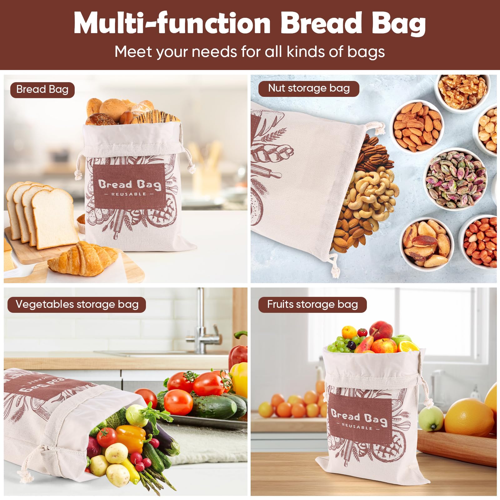 Bolsa de pan, 2 paquetes de bolsa de almacenamiento de masa madre reutilizable con cremallera para pan casero, recipiente grande para congelador para mantener el pan fresco (negro, L) (amarillo)