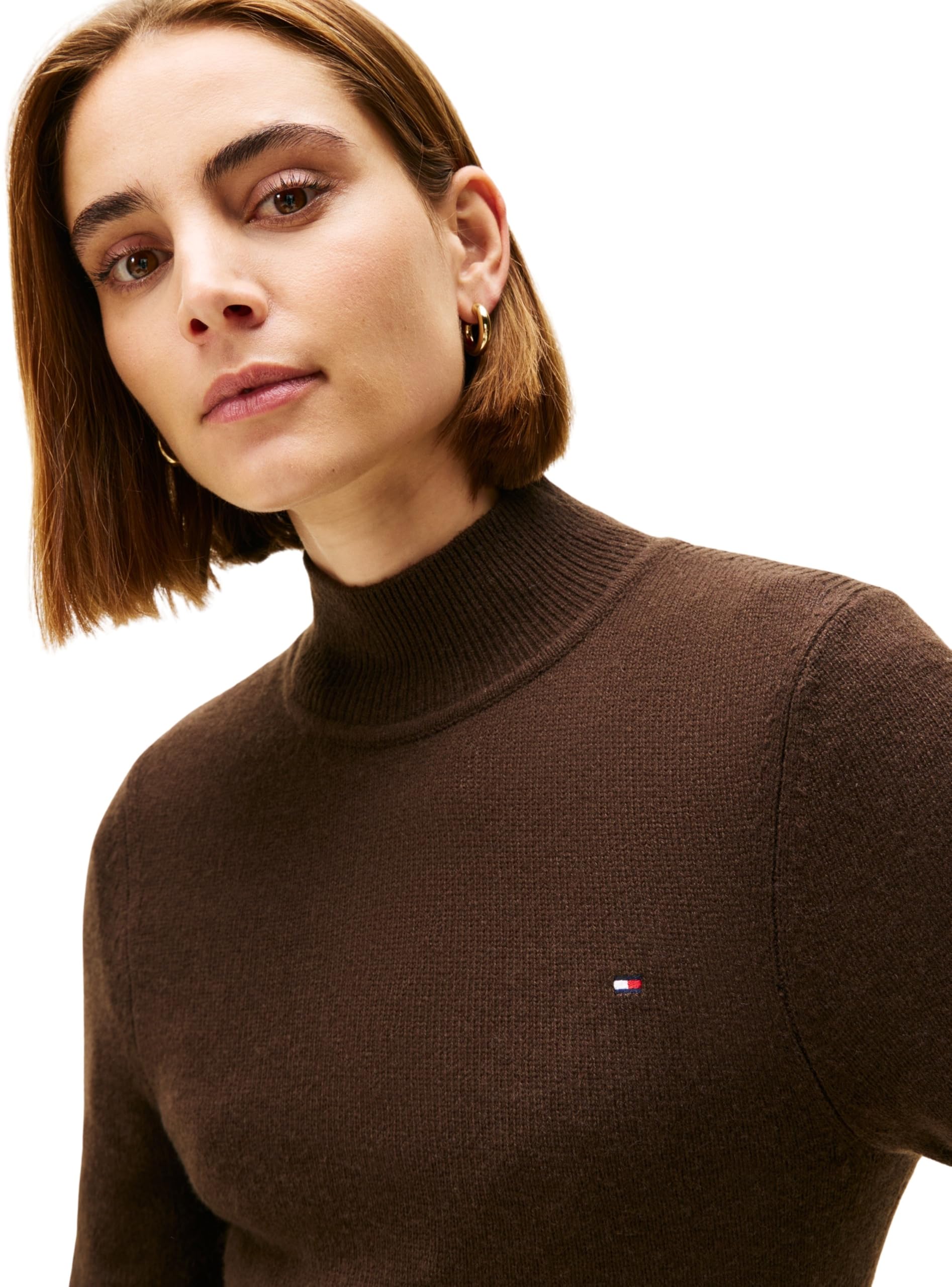 Tommy Hilfiger Soft Wool LS Mock-nk Swt Dress Ww0ww47303 Abito Maglione Donna (Pacco da 1)