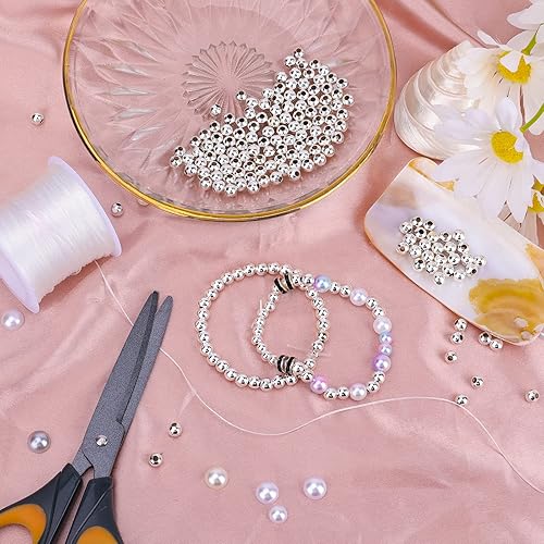 Miniatura 4 de SAVITA 200 cuentas espaciadoras redondas de 0.236 pulgadas para la fabricación de joyas, cuentas espaciadoras de metal, cuentas redondas lisas