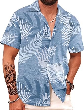 APTRO Mens Hawaiian Shirt Short Sleeve Summer Beach Tropical Button Down Shirt