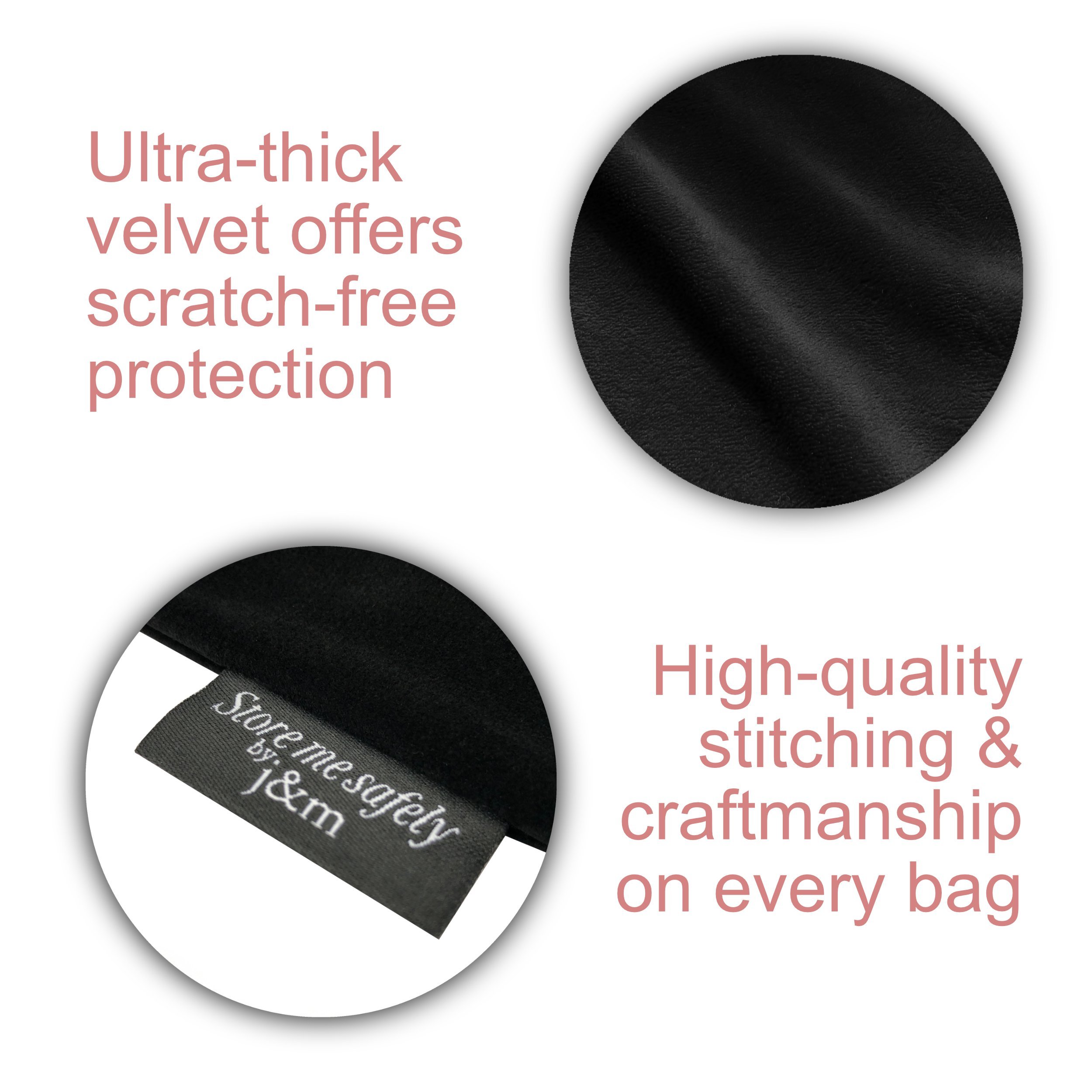 Bolsa para alisar el cabello con cordón de terciopelo, bolsa de terciopelo ultra gruesa para viajes y protección con bolsillos interiores (negro)