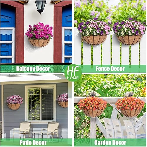 Miniatura 3 de HFHOME 6 piezas de revestimiento de coco medio redondo de 14 pulgadas, maceta de pared de medio círculo de 14 pulgadas, forros de repuesto de fibra