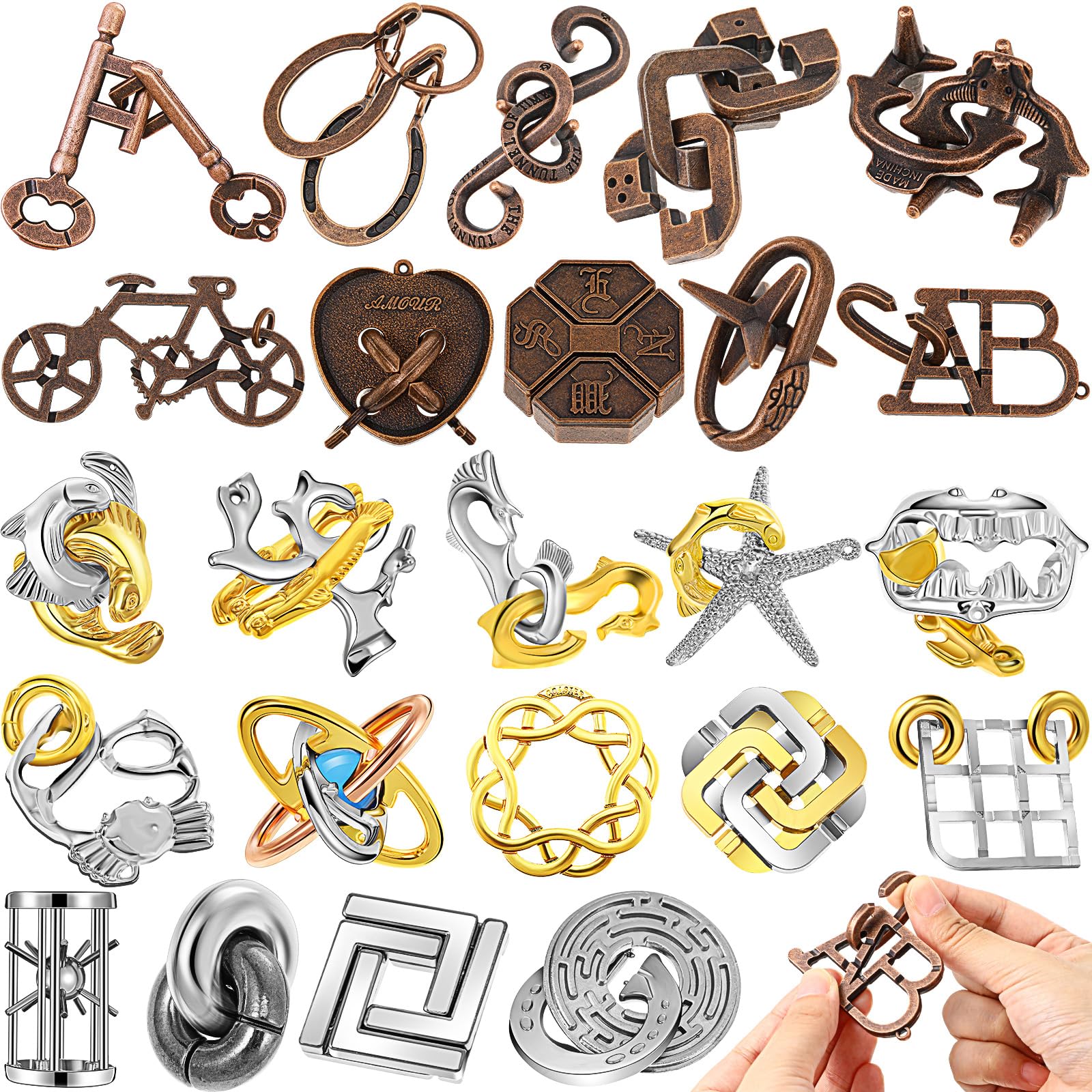 Amazon.com: Yilloog 24 Pcs Metal Brain Teaser Puzzles Assortment