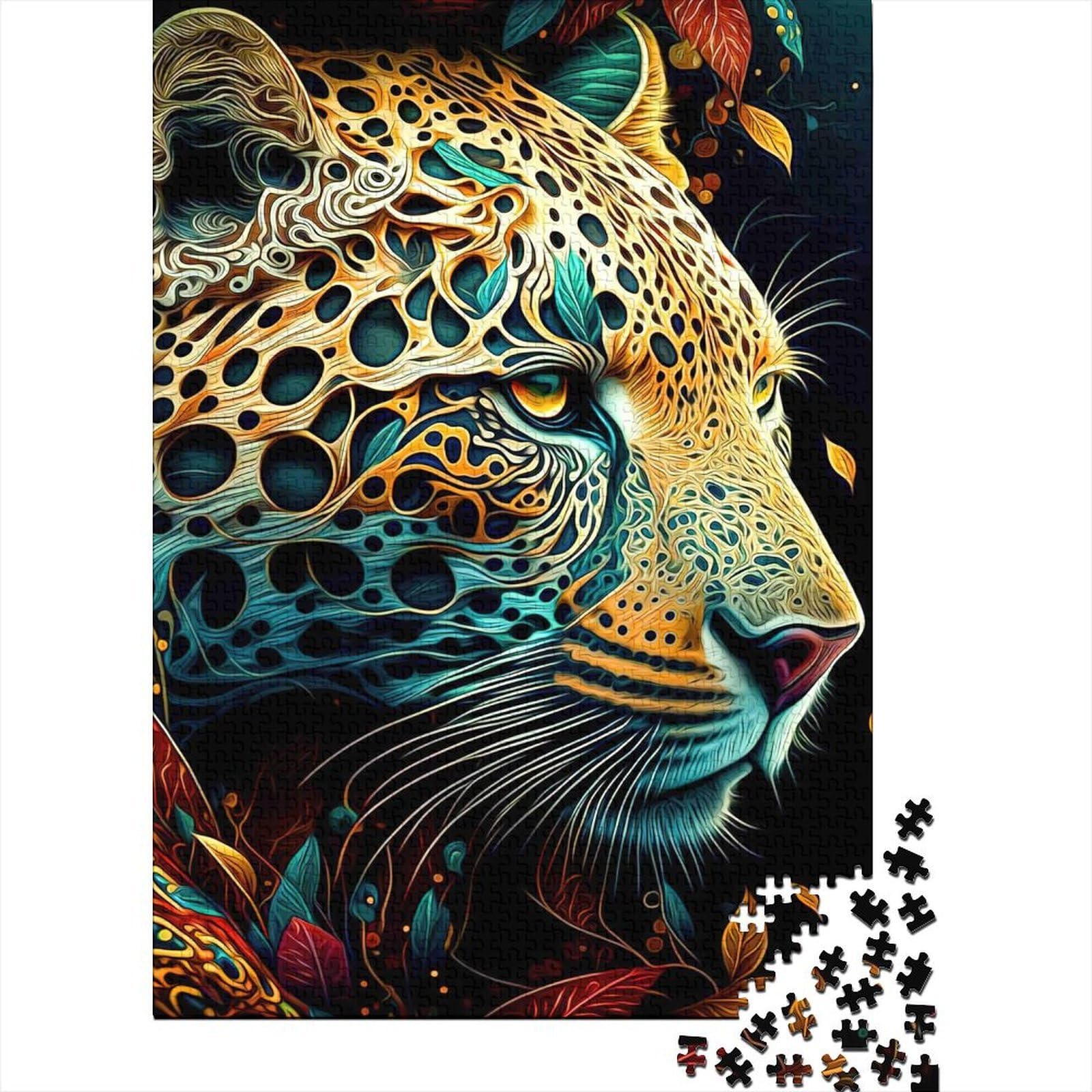 jaguar golden glow 1000pc jigsaw puzzle paper for adults puzzle game wall art leisure hobby — image 1
