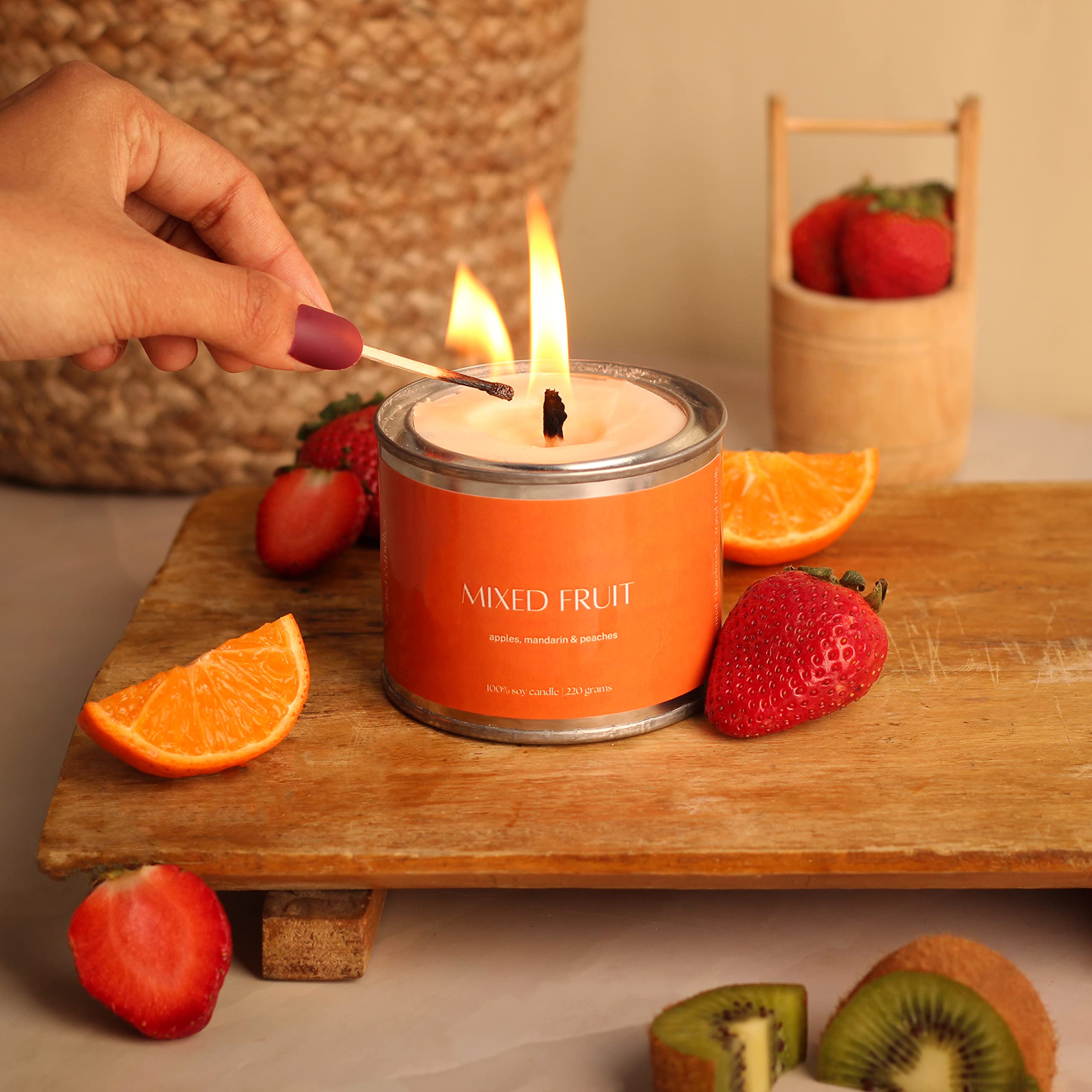 Highly Scented Mixed Fruit Scented Candles | Womens Day Gifts | Scented Tin Container Candles | Travel Friendly Candles | Scented Candles For Home Decor | Scented Candles Gift Set | Candles For Gifting - 50hrs